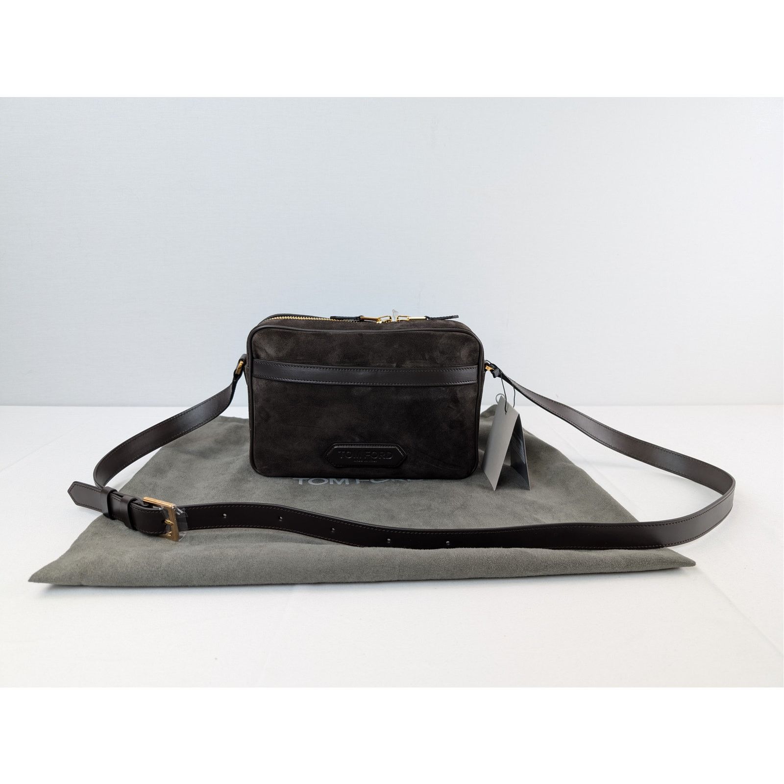 Tom Ford o1rshd1 Logo-Embossed Leather Messenger Bag in Brown Size ONE SIZE - 21 Thumbnail