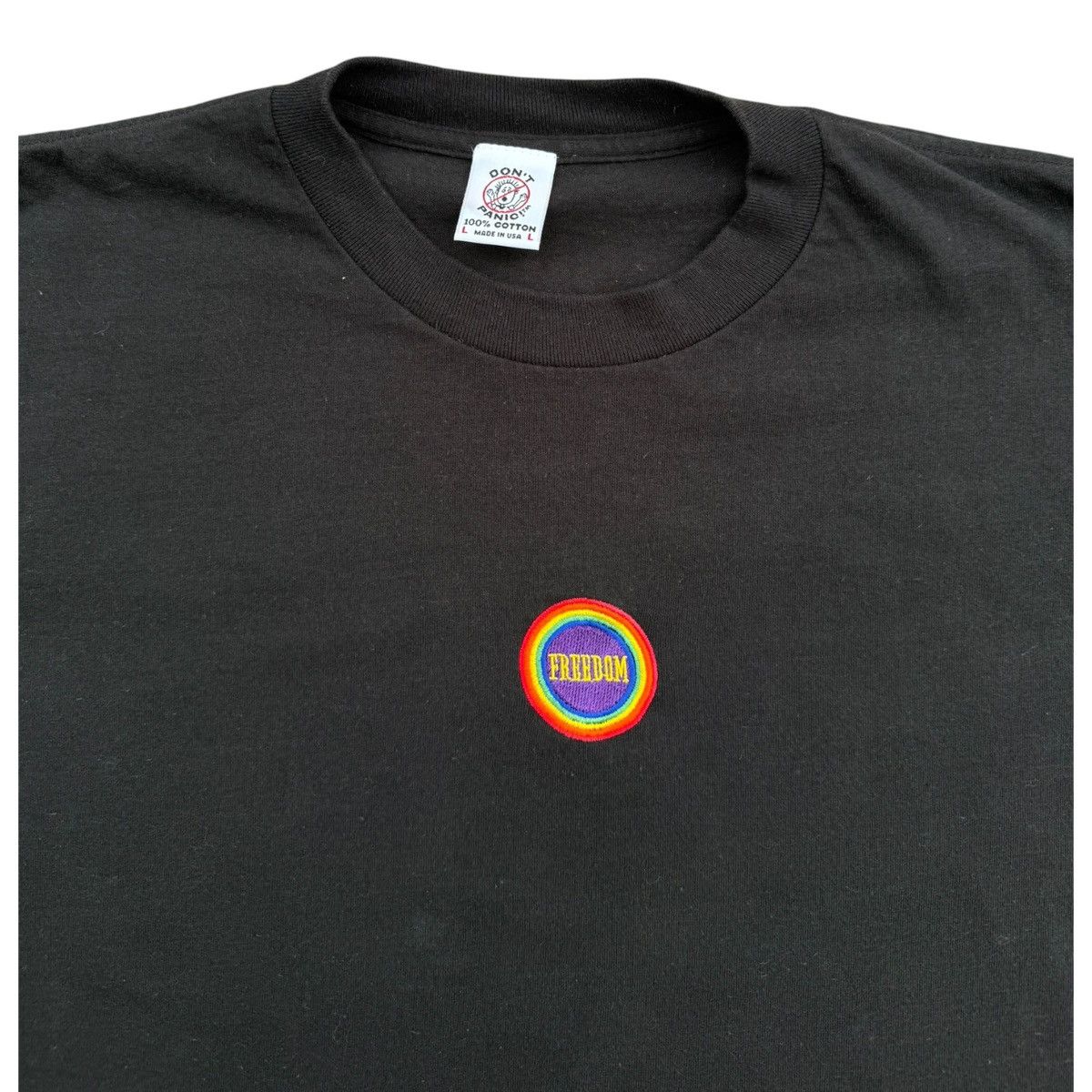 Vintage Vintage Don’t Panic Freedom Embroidered T-Shirt Made in USA Size US L / EU 52-54 / 3 - 3 Thumbnail