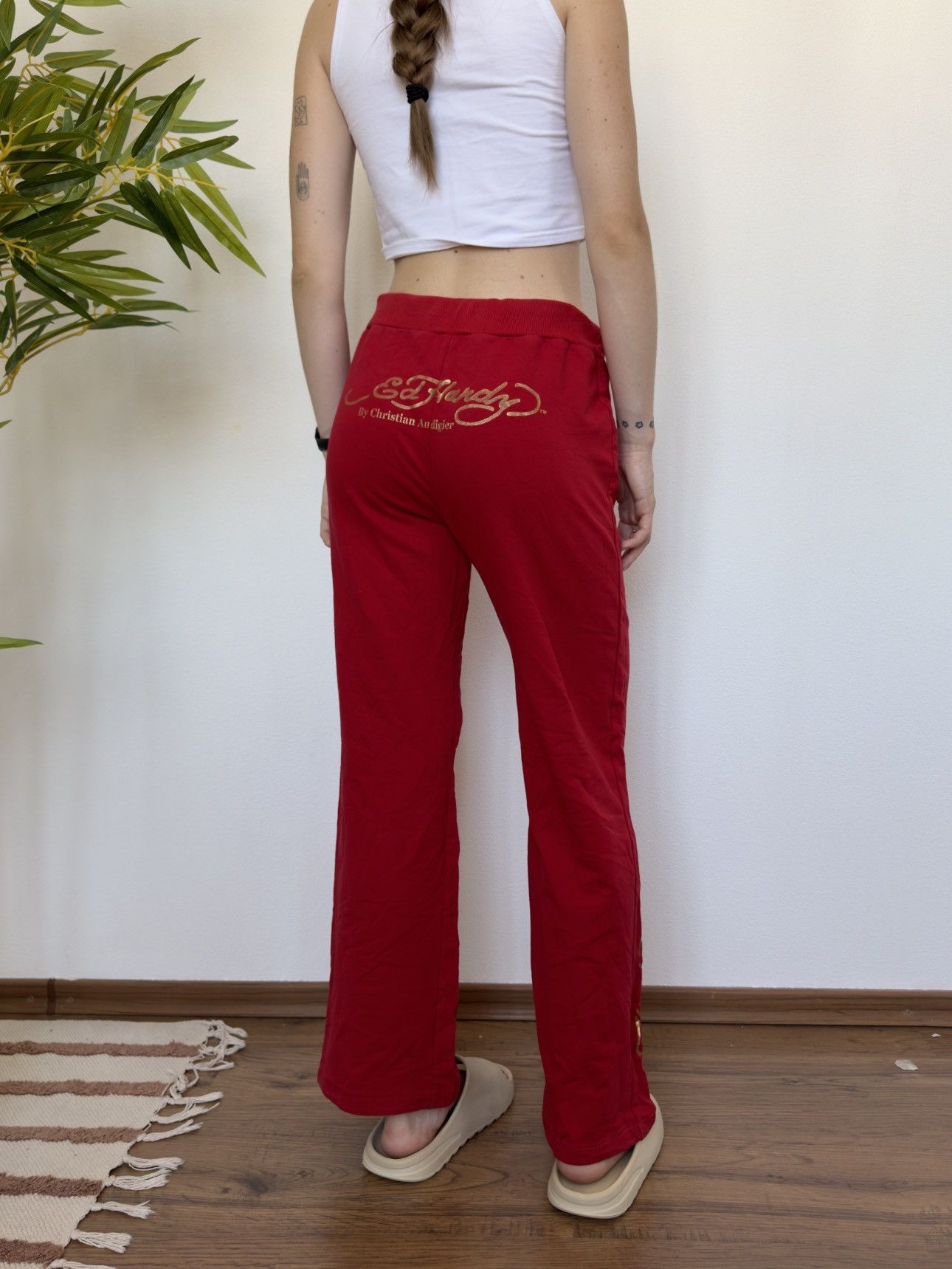 Ed Hardy VINTAGE ED HARDY STRAIGHT RED SWEATPANTS Size 27" / US 4 / IT 40 - 1 Thumbnail