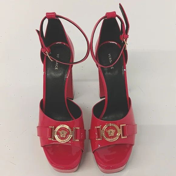 Versace Versace Medusa Logo Pink Patent Leather Platform Heels US8 Size US 8 / IT 38 - 3 Thumbnail