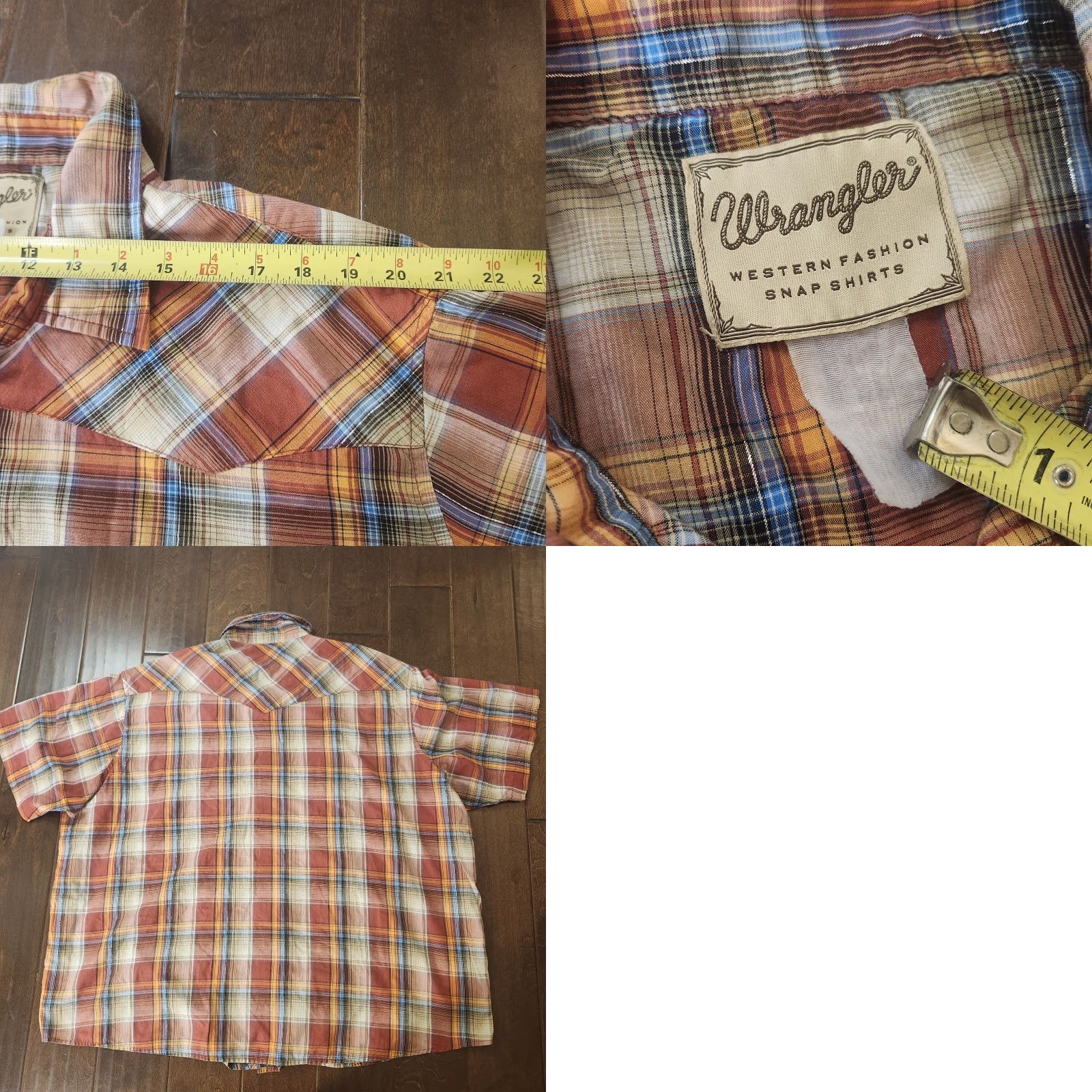 Wrangler Wrangler Western Plaid Snap Shirt Mens XL Short Sleeve Multicolor Button-Up Casual Workwear Spring Fall Summer Mens XL Size US XL / EU 56 / 4 - 9 Thumbnail