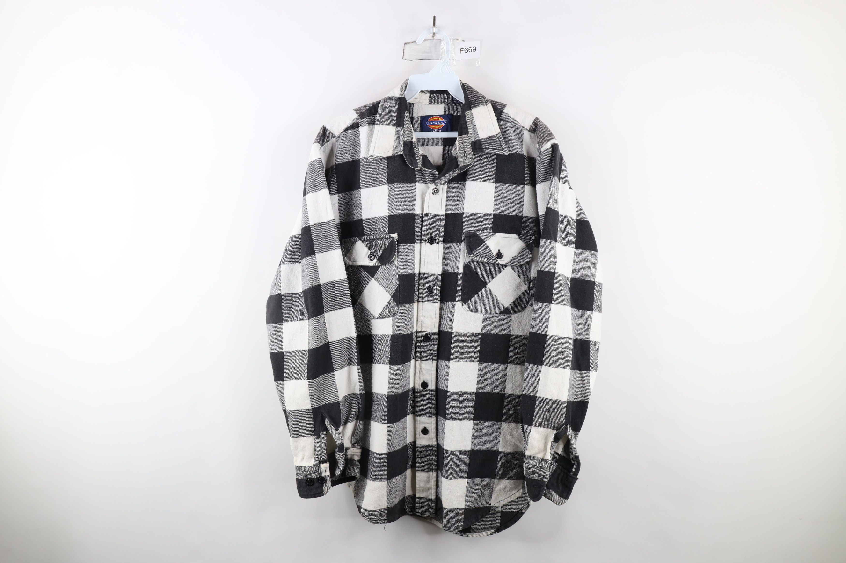 Dickies × Vintage Vintage 90s Dickies Heavyweight Flannel Button Shirt Plaid Size US L / EU 52-54 / 3 - 1 Thumbnail