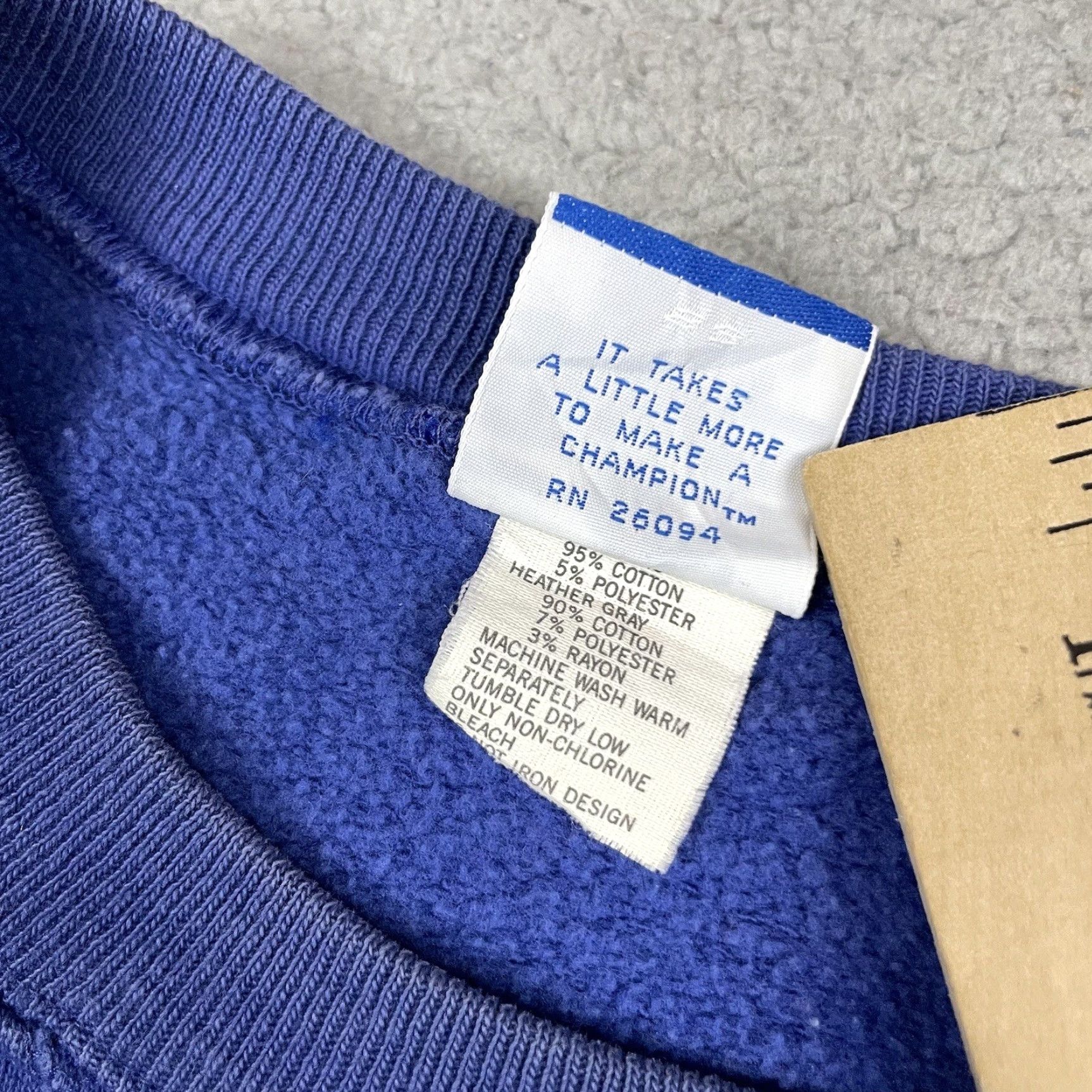 Champion VINTAGE Champion Sweatshirt Adult XL Blue Crewneck Rare Distressed Thrashed 90s Shirt Mens Size US L / EU 52-54 / 3 - 6 Thumbnail