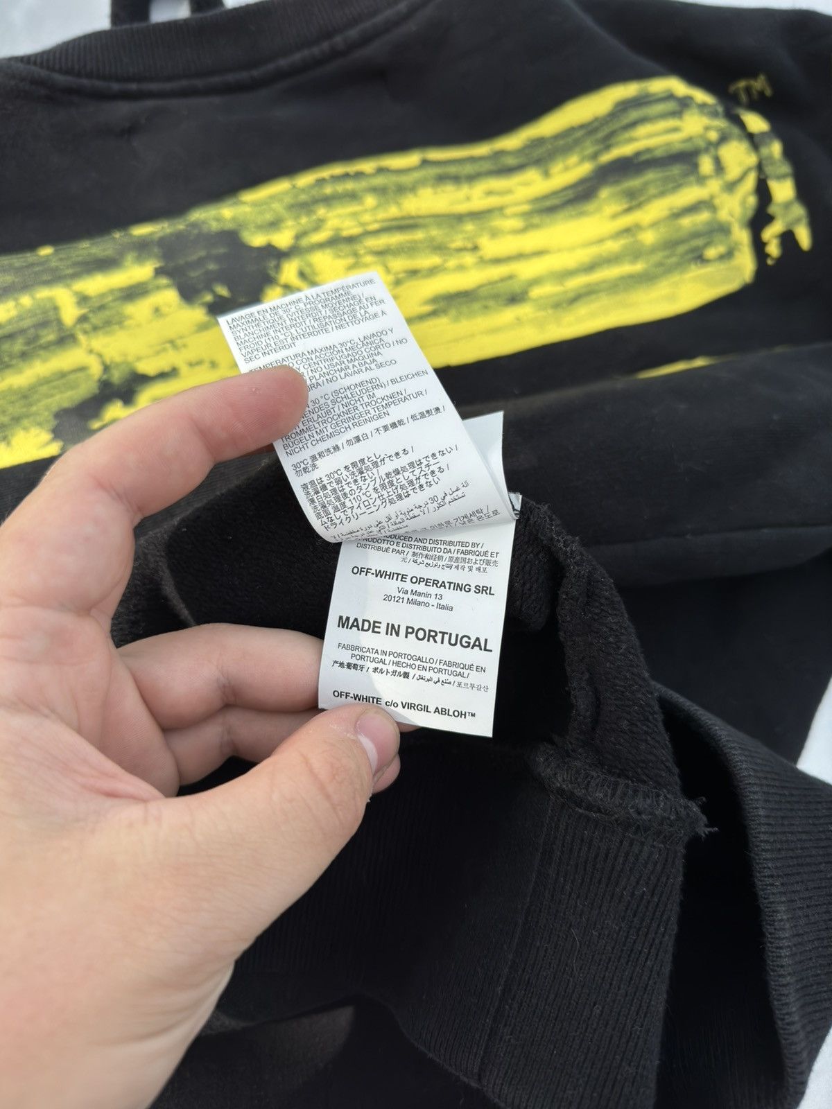 Off-White Off White Yellow Black Acrylic Arrow Logo Sweathsirt Size US L / EU 52-54 / 3 - 9 Thumbnail
