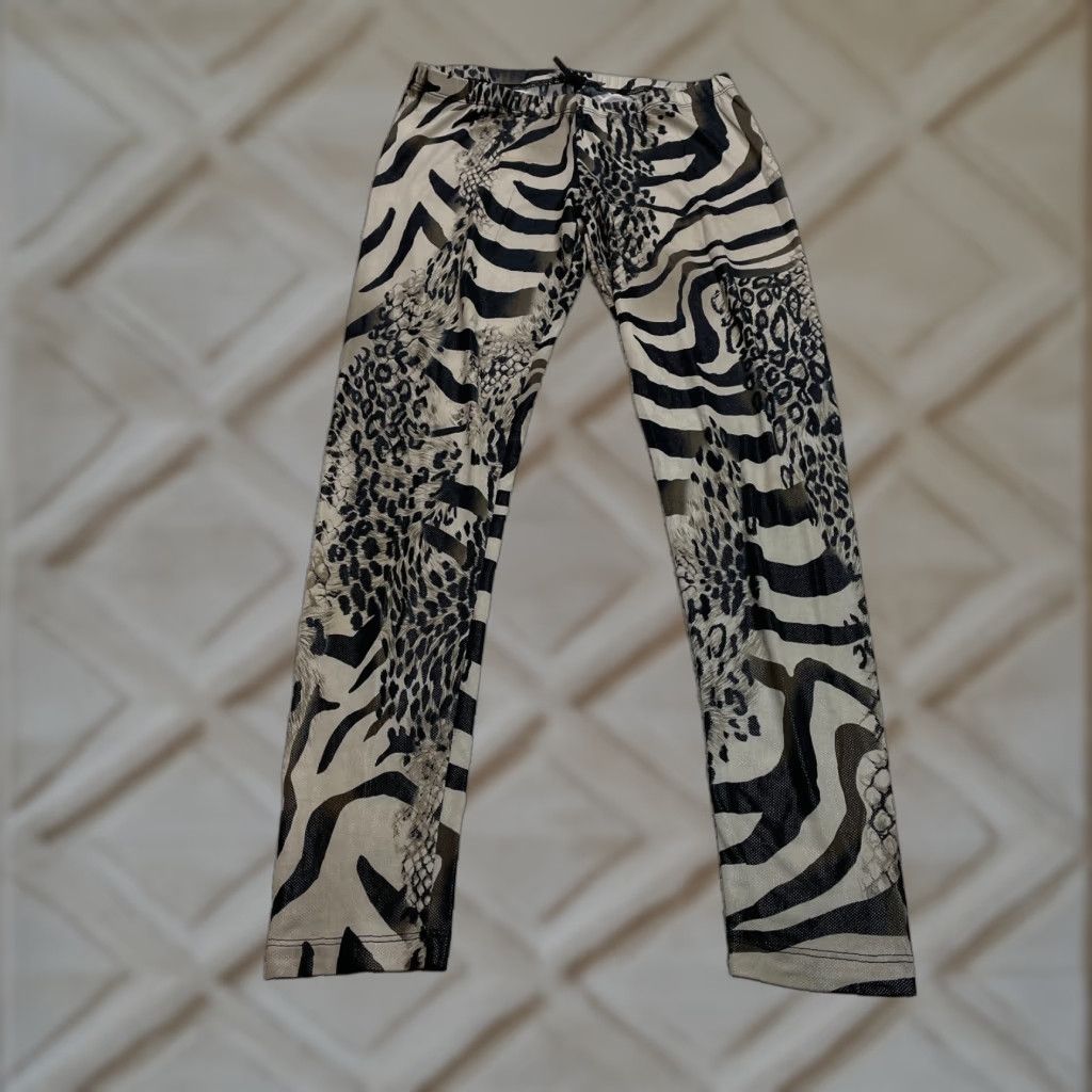 Vintage Lapis Pants Women's Large Gray Animal Print Stretch 27x28 Legging Casual Lounge Size 36" / US 14 / IT 50 - 1 Thumbnail
