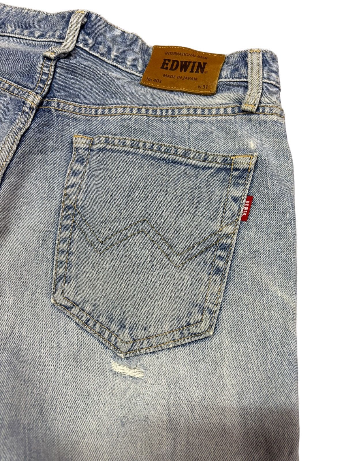 Edwin Vtg Edwin Japan 403 Blue Washed Distressed Jeans Size US 30 / EU 46 - 7 Thumbnail