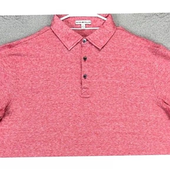 Peter Millar Peter Millar Polo Shirt Adult Large Light Red Solid Short Sleeve Ribbed Polo Men Size US L / EU 52-54 / 3 - 2 Thumbnail