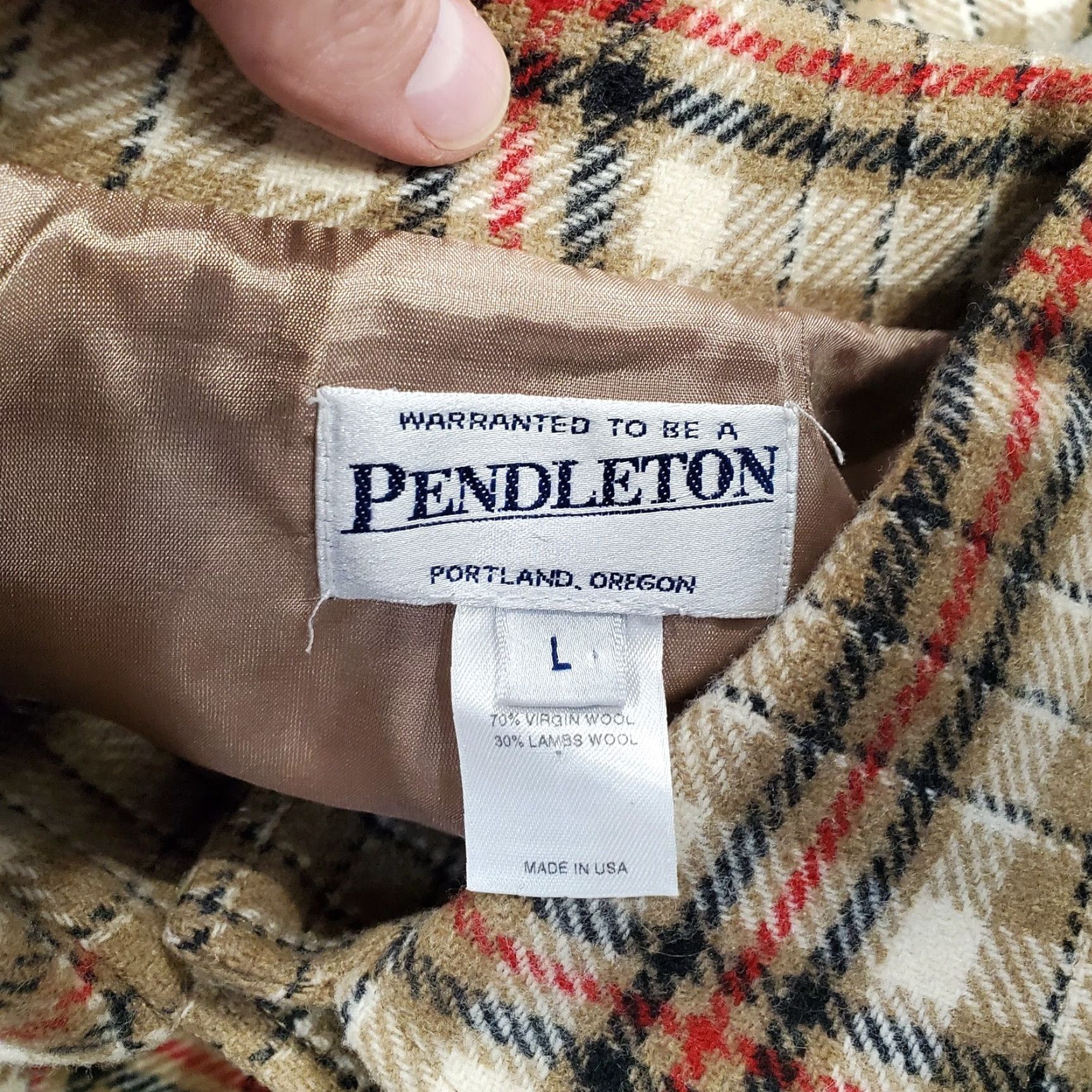 Pendleton Pendleton Jacket Shacket Womens Large Beige Wool Lined Plaid Coat Made In USA Size L / US 10 / IT 46 - 7 Thumbnail