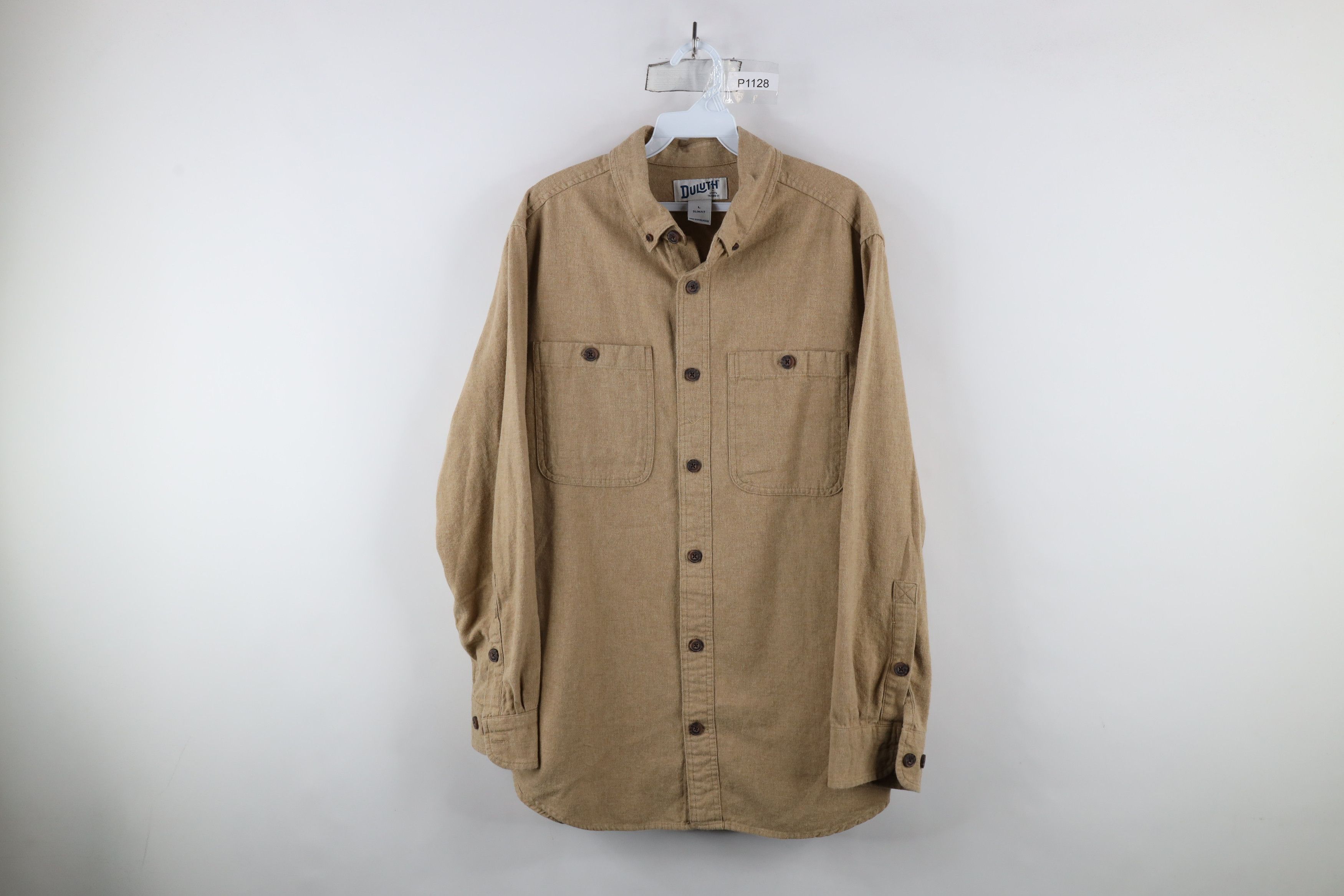 Duluth Trading Company × Vintage Duluth Trading Co Flannel Collared Button Down Shirt Beige Size US L / EU 52-54 / 3 - 1 Thumbnail