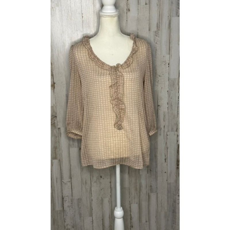 Gap Gap Women's Beige Houndstooth Ruffle Blouse Size Small Size S / US 4 / IT 40 - 2 Thumbnail