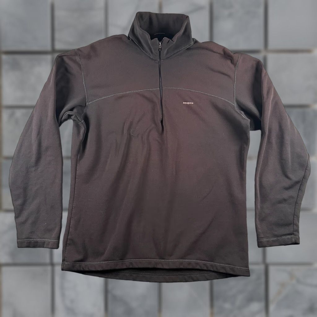 VINTAGE Patagonia 1/4 Zip Sweater Mens Large Black Capilene Pullover Fleece