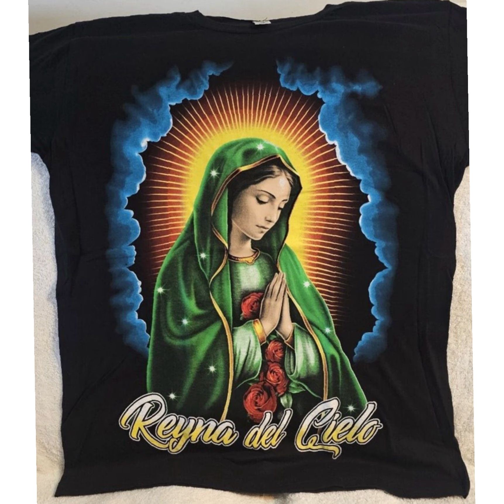 Vintage OUR LADY OF GUADALUPE T-Shirt Mens Black Queen of Heaven Size US L / EU 52-54 / 3 - 2 Thumbnail