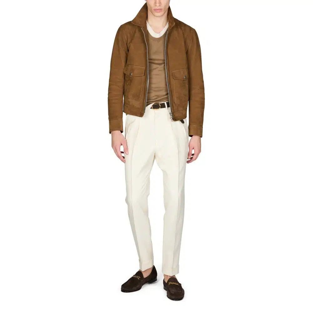 Tom Ford o1loc1c1024 LBS014 Collar Zip Leather Jacket in Brown Size US M / EU 48-50 / 2 - 2 Thumbnail