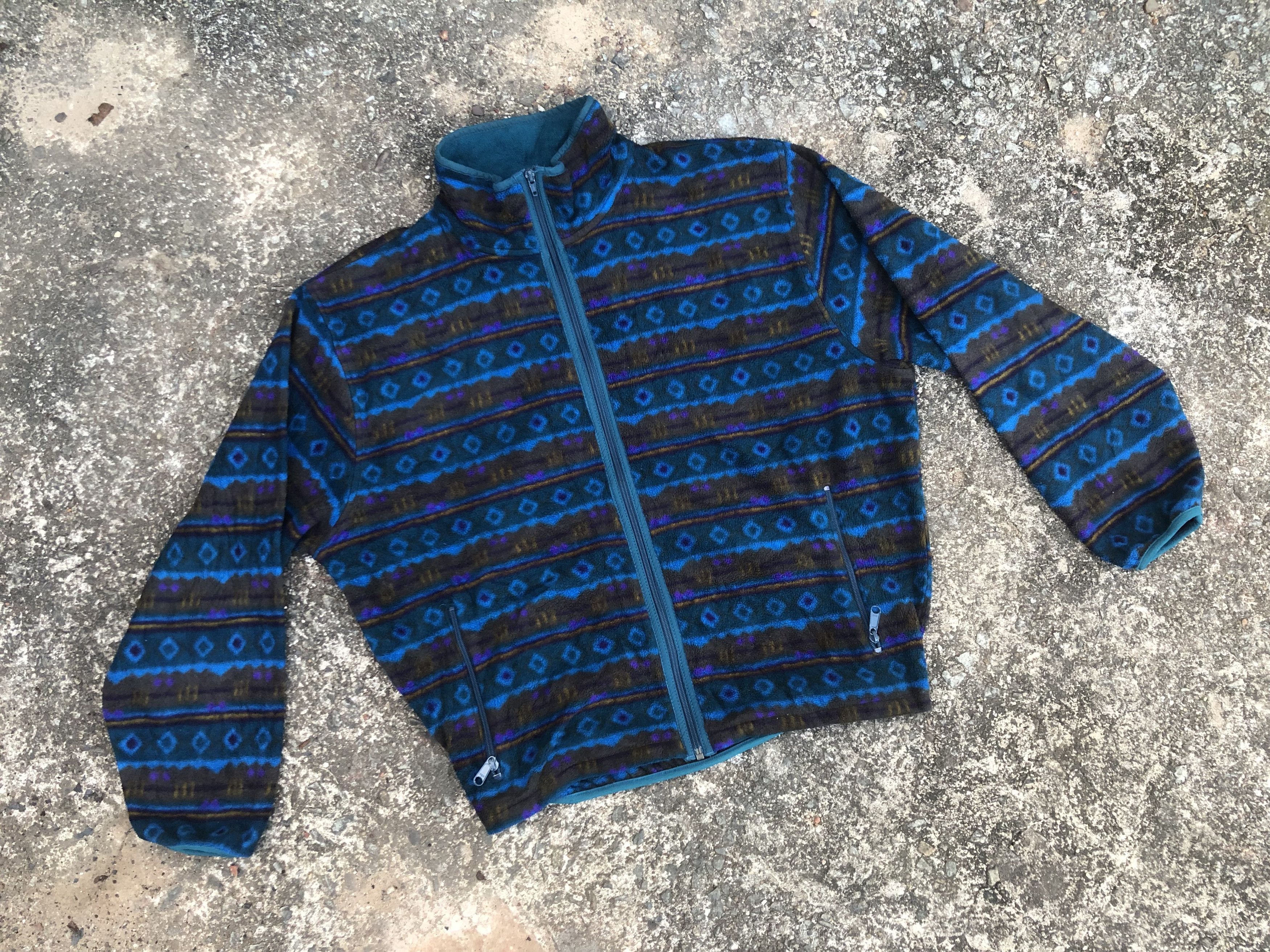 L.L. Bean 🔥Vintage 90s LL BEAN Aztec Tribal Fleece Sweatshirt Jacket Size US L / EU 52-54 / 3 - 1 Thumbnail
