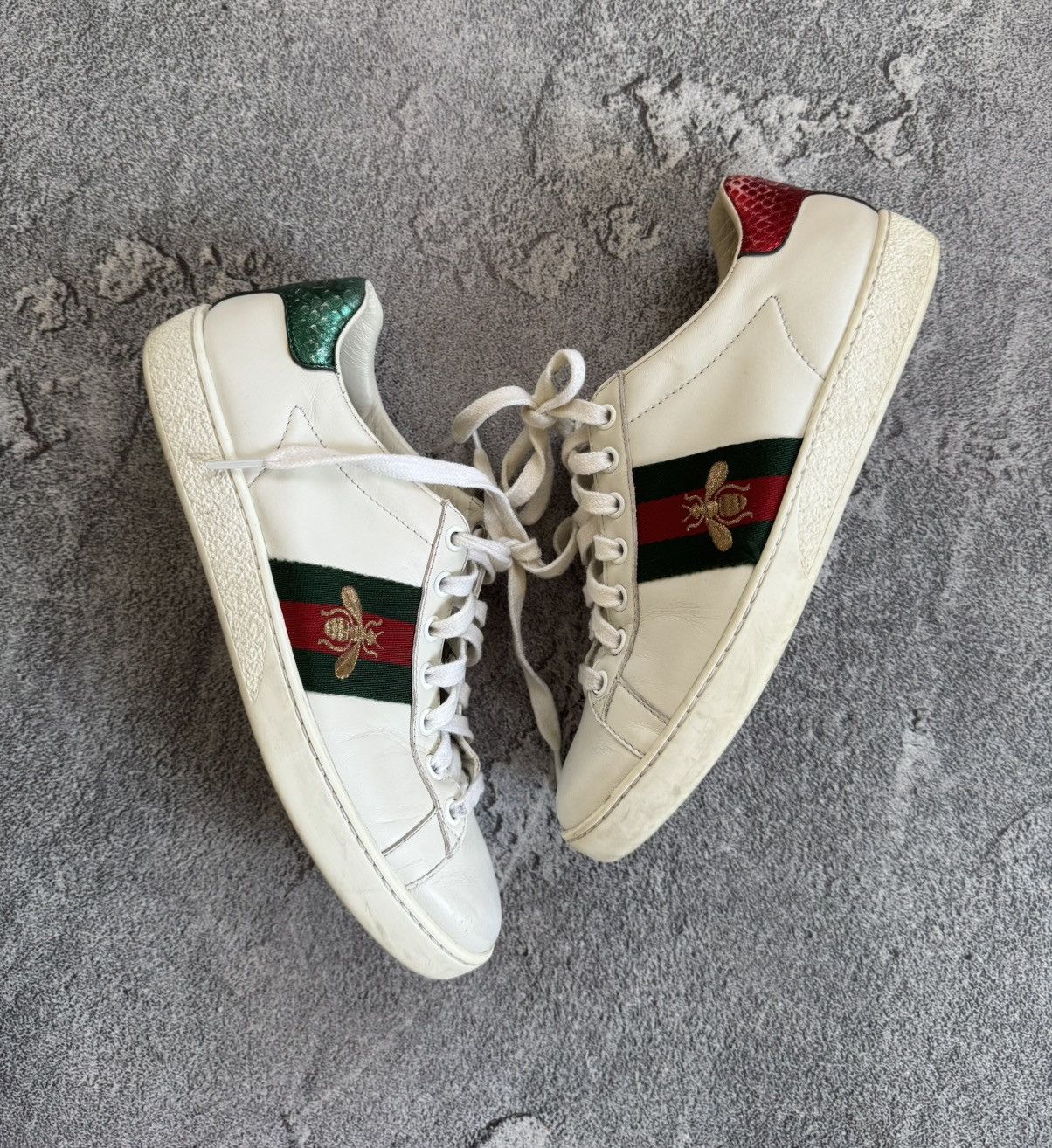 Designer × Gucci Gucci 36size white ACE leather low top sneakers shoes 431942 Size US 6 / IT 36 - 19 Thumbnail