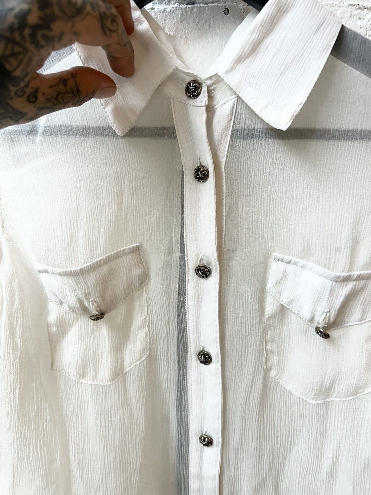 Chrome Hearts Chrome Hearts SILK SHEER CROSS PATCH Button Up Dress Shirt Size US M / EU 48-50 / 2 - 5 Thumbnail