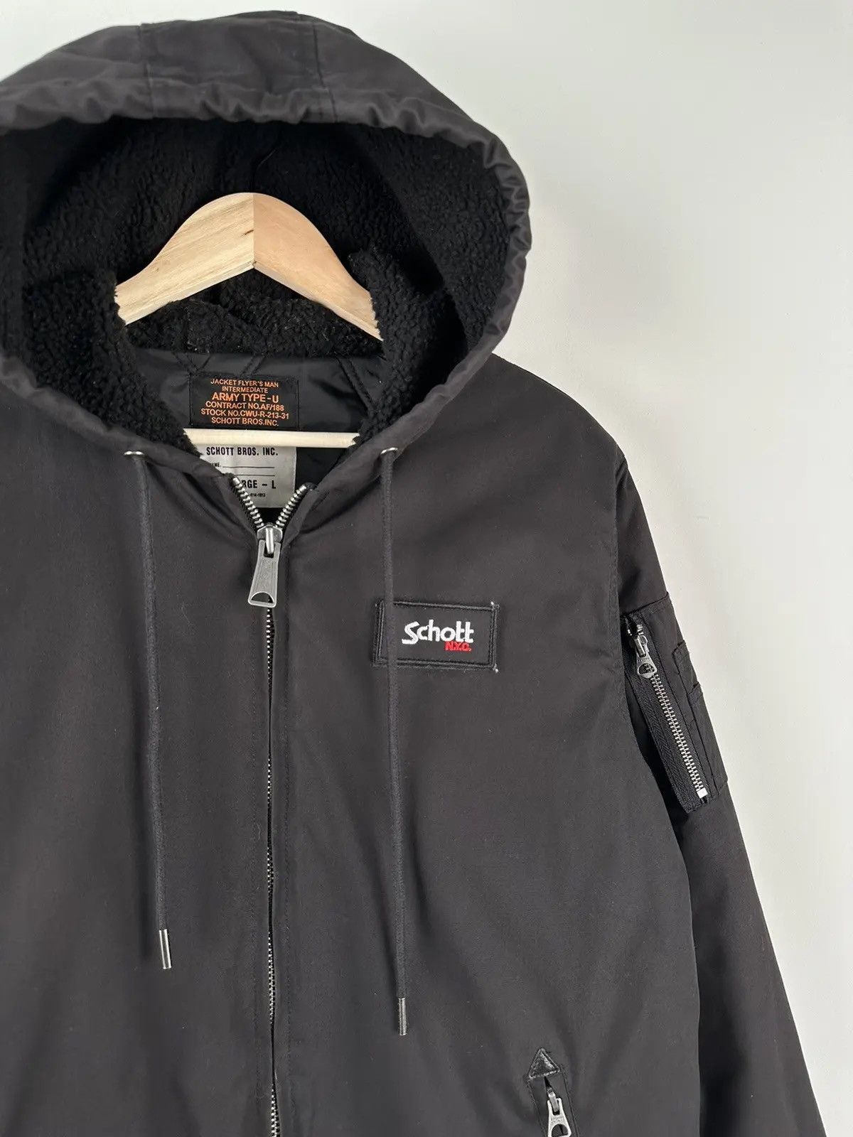 Schott Vintage Y2k Schott Nyc Bomber Hooded Jacket Zip Size US L / EU 52-54 / 3 - 5 Thumbnail