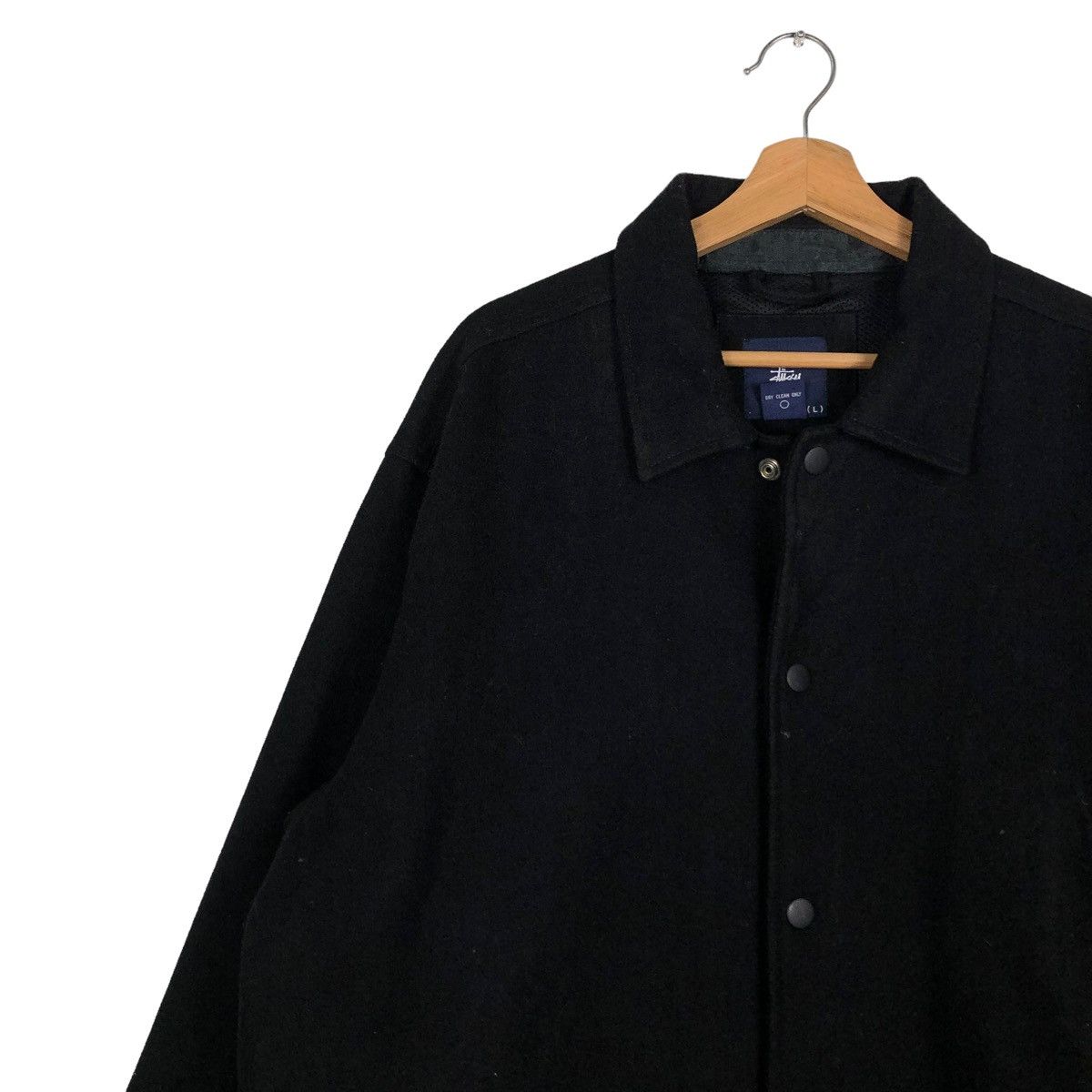 Stussy 🔥VINTAGE STUSSY WOOL JACKET BIKER RICH BLACK Size US L / EU 52-54 / 3 - 7 Thumbnail