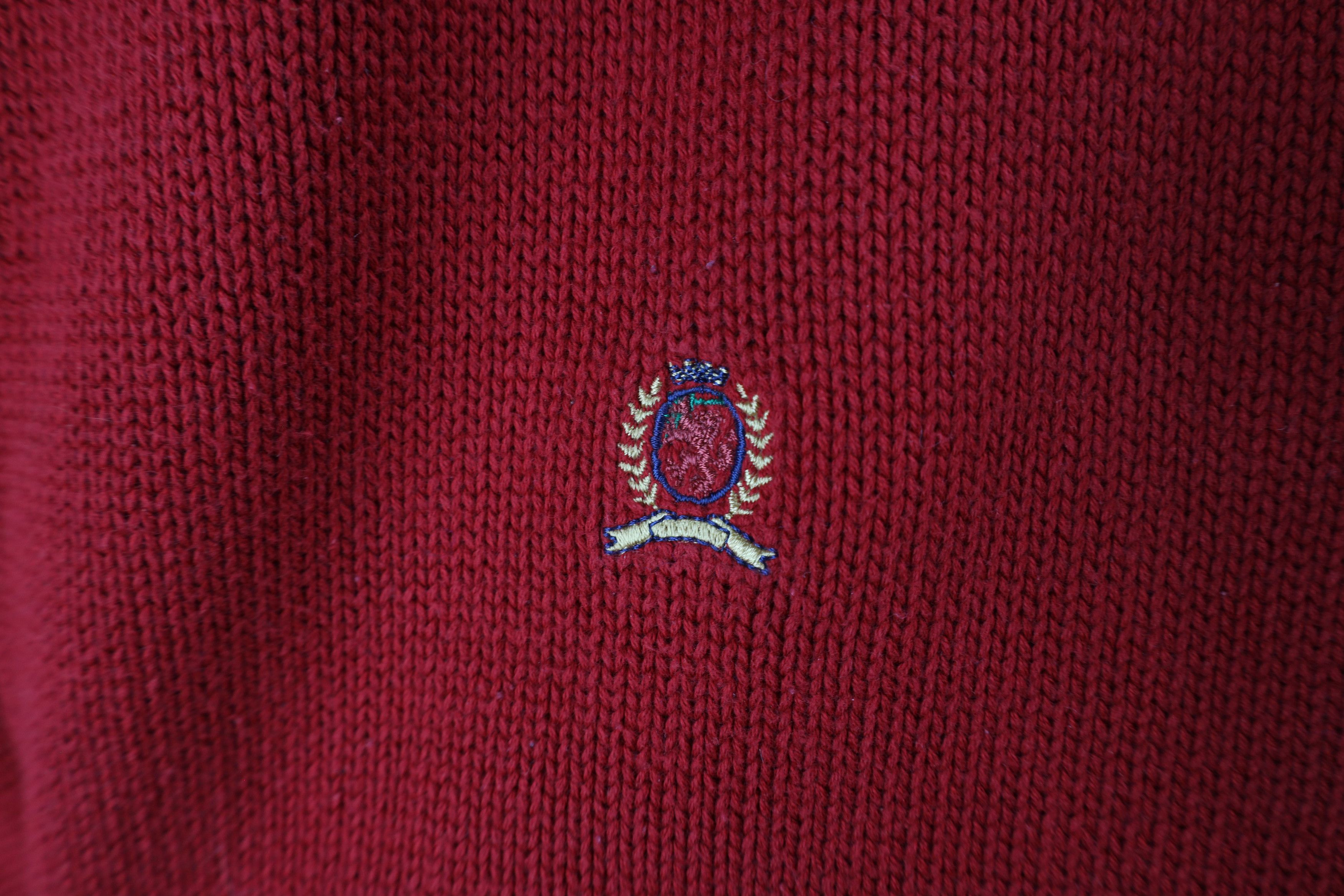 Tommy Hilfiger Vintage 90s Tommy Hilfiger Heavyweight Knit Sweater Red Size US L / EU 52-54 / 3 - 4 Thumbnail