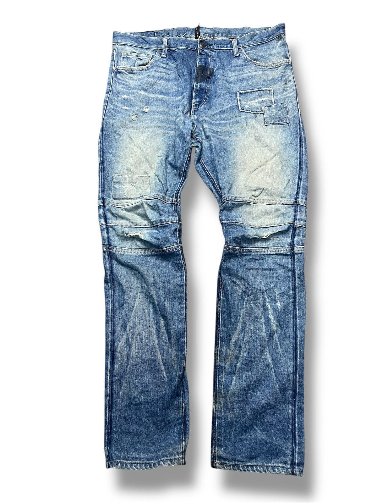 Hysteric Glamour Glamb Tokyo Japan Biker Distressed Patchwork Denim Jeans(42) Size US 35 - 1 Thumbnail