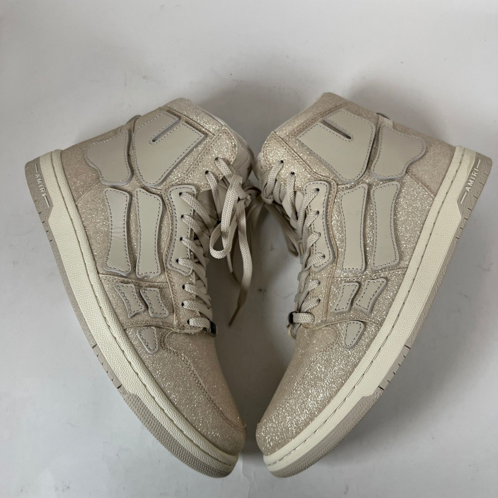Amiri Amiri Beige Glitter Skel Hi-Top Sneaker Size 44 Size US 11 / EU 44 - 3 Thumbnail