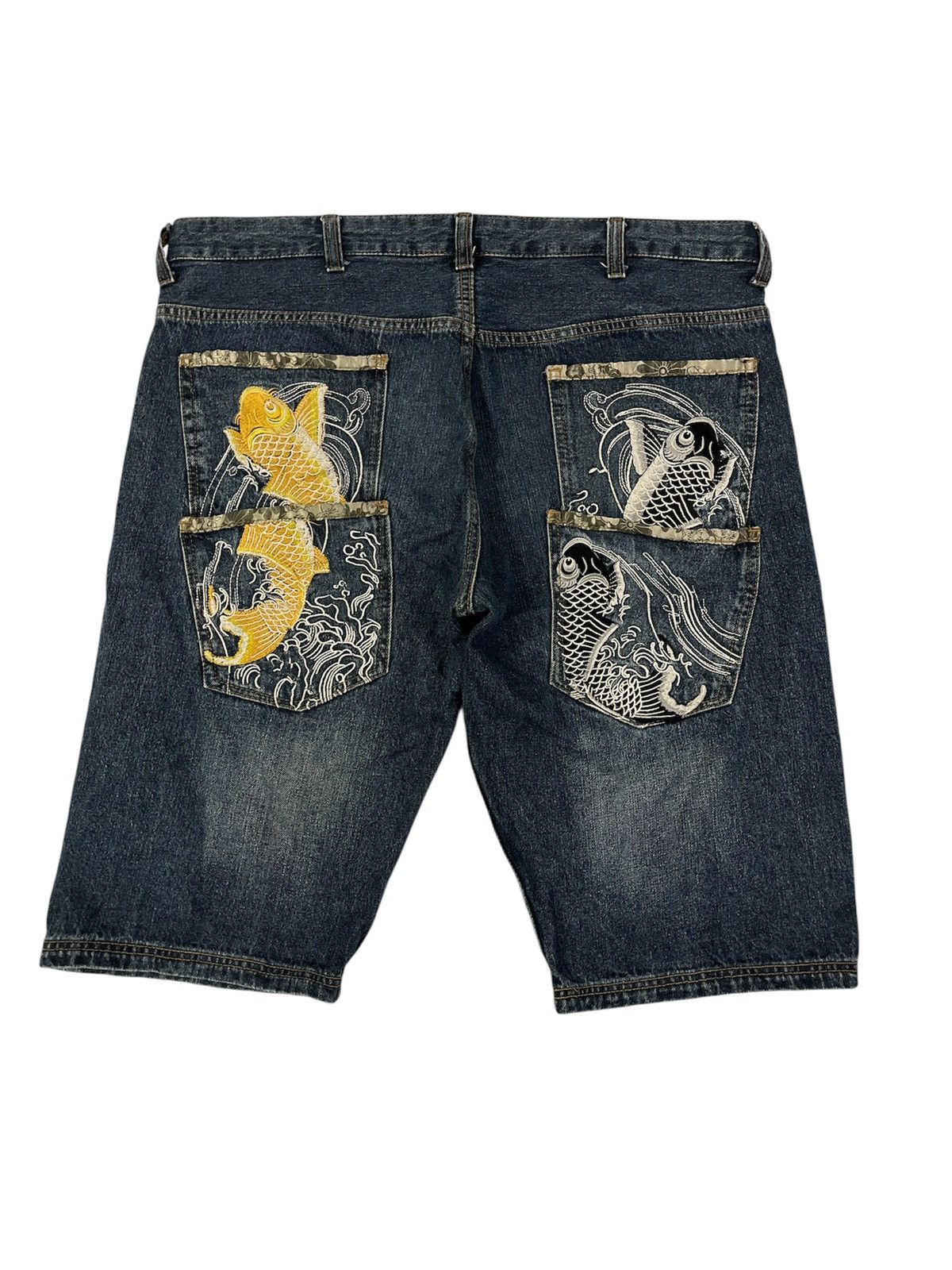 Other Japanese Fish Koi Dominate Embrodery Double Pocket Jeans Size US 40 / EU 56 - 3 Thumbnail