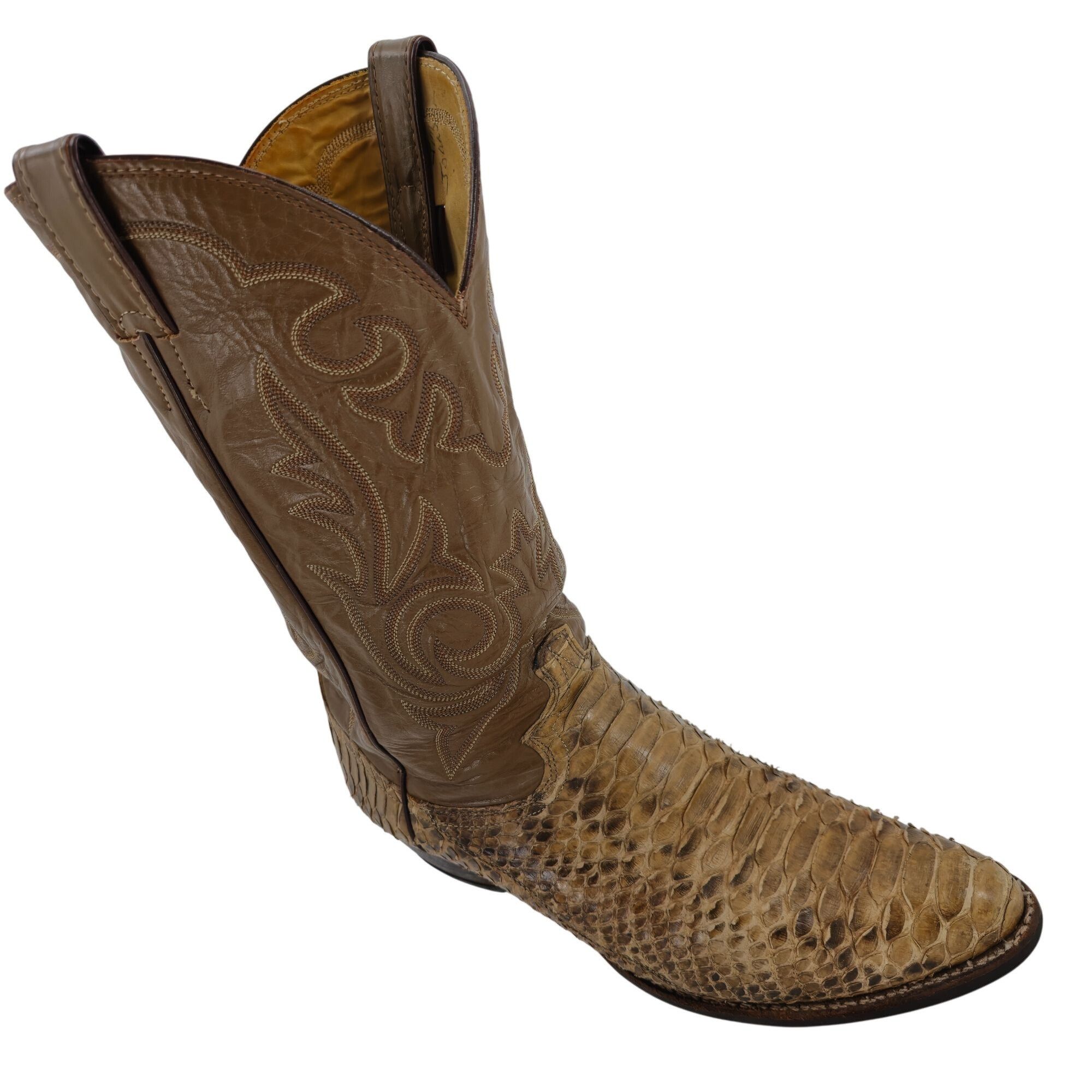 Justin Vintage Exotic Python Snakeskin Justin Mens 11D Brown Cowboy Size US 11 / EU 44 - 2 Thumbnail