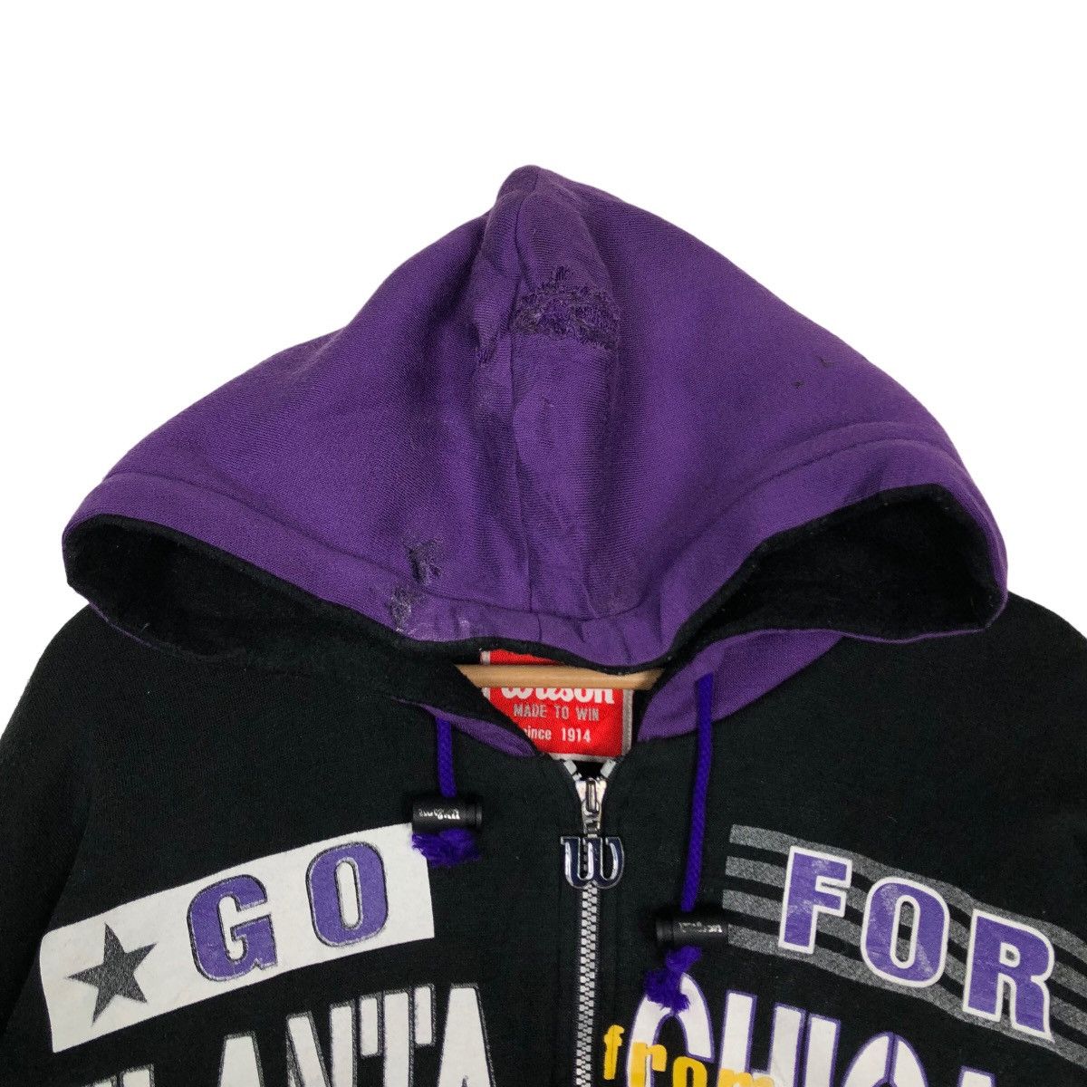 Japanese Brand 🔥Vintage Wilson Overprint Hoodie Zipper Jacket Streetwear Size US L / EU 52-54 / 3 - 7 Thumbnail