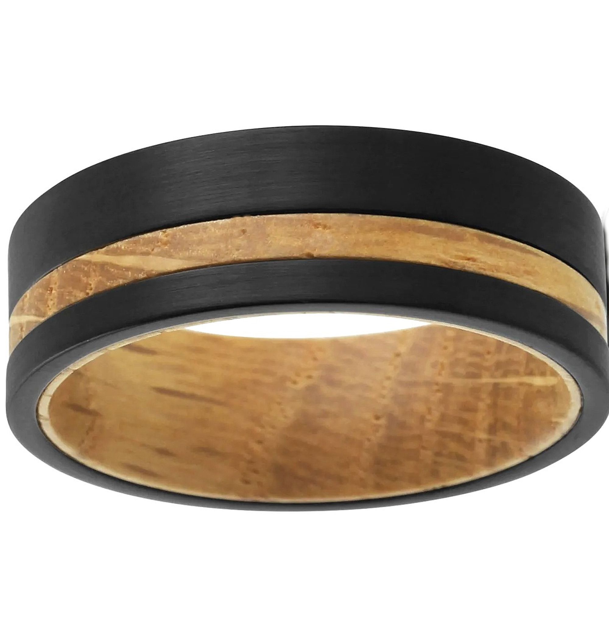 Other Men's Black Brushed Tungsten W/ Wood Wedding Band Ring Size ONE SIZE - 4 Thumbnail