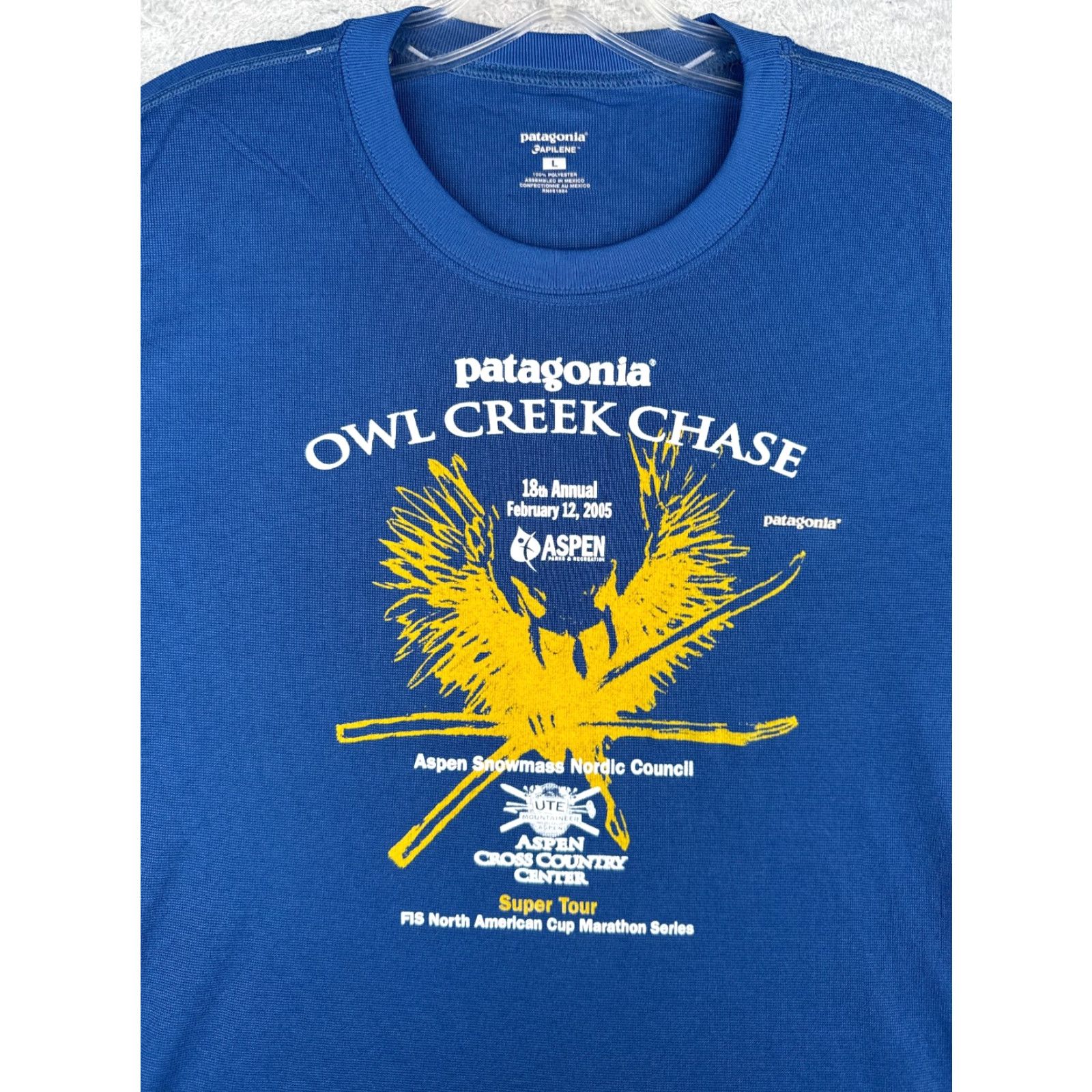 Patagonia Patagonia Shirt Adult Large Blue Capilene Polyester Owl Creek Chase Crew Neck Shirt Mens Size US L / EU 52-54 / 3 - 6 Thumbnail