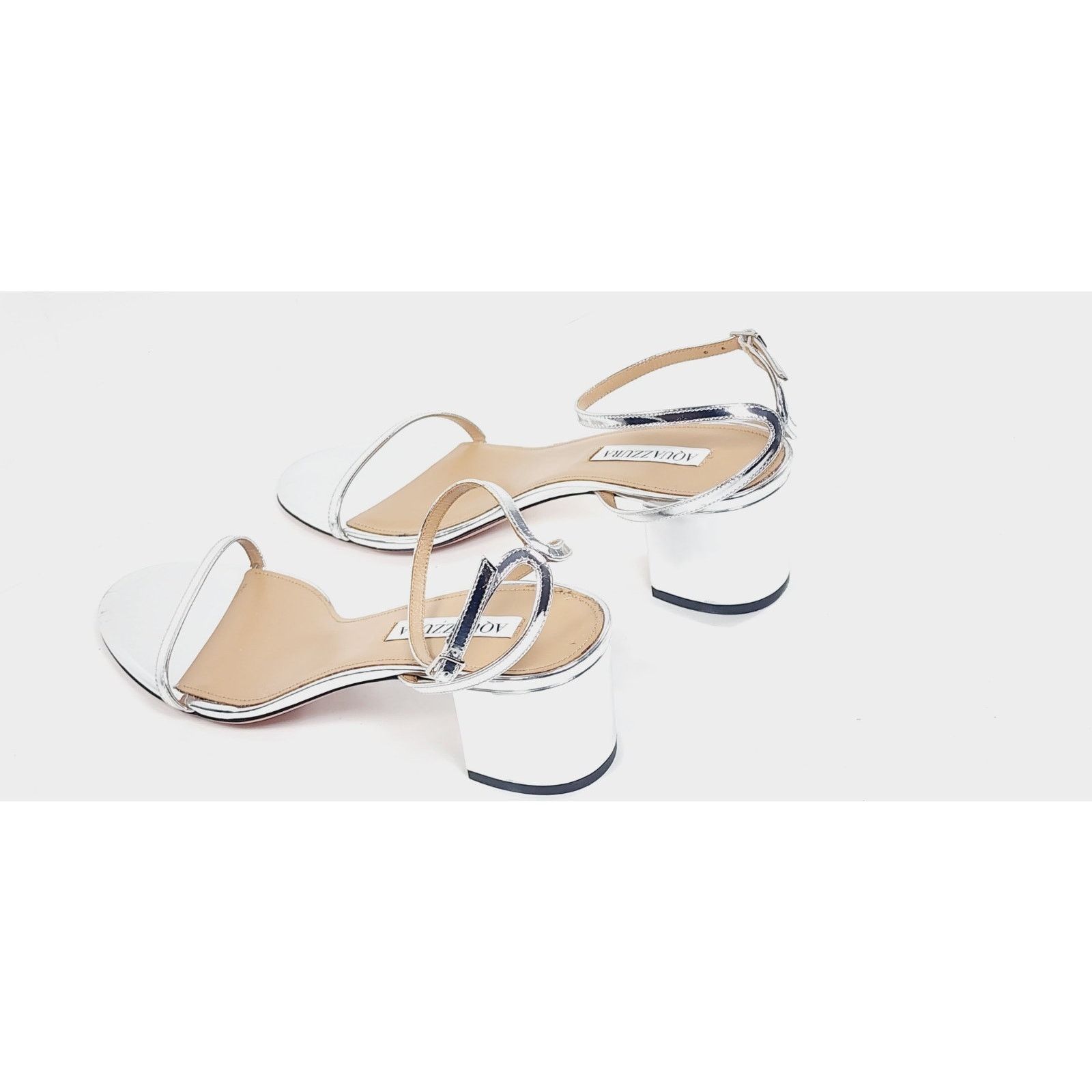 Aquazzura AQUAZZURA Olie Leather Sandals US8.5 EU38.5 Silver. Size US 8.5 / IT 38.5 - 11 Thumbnail
