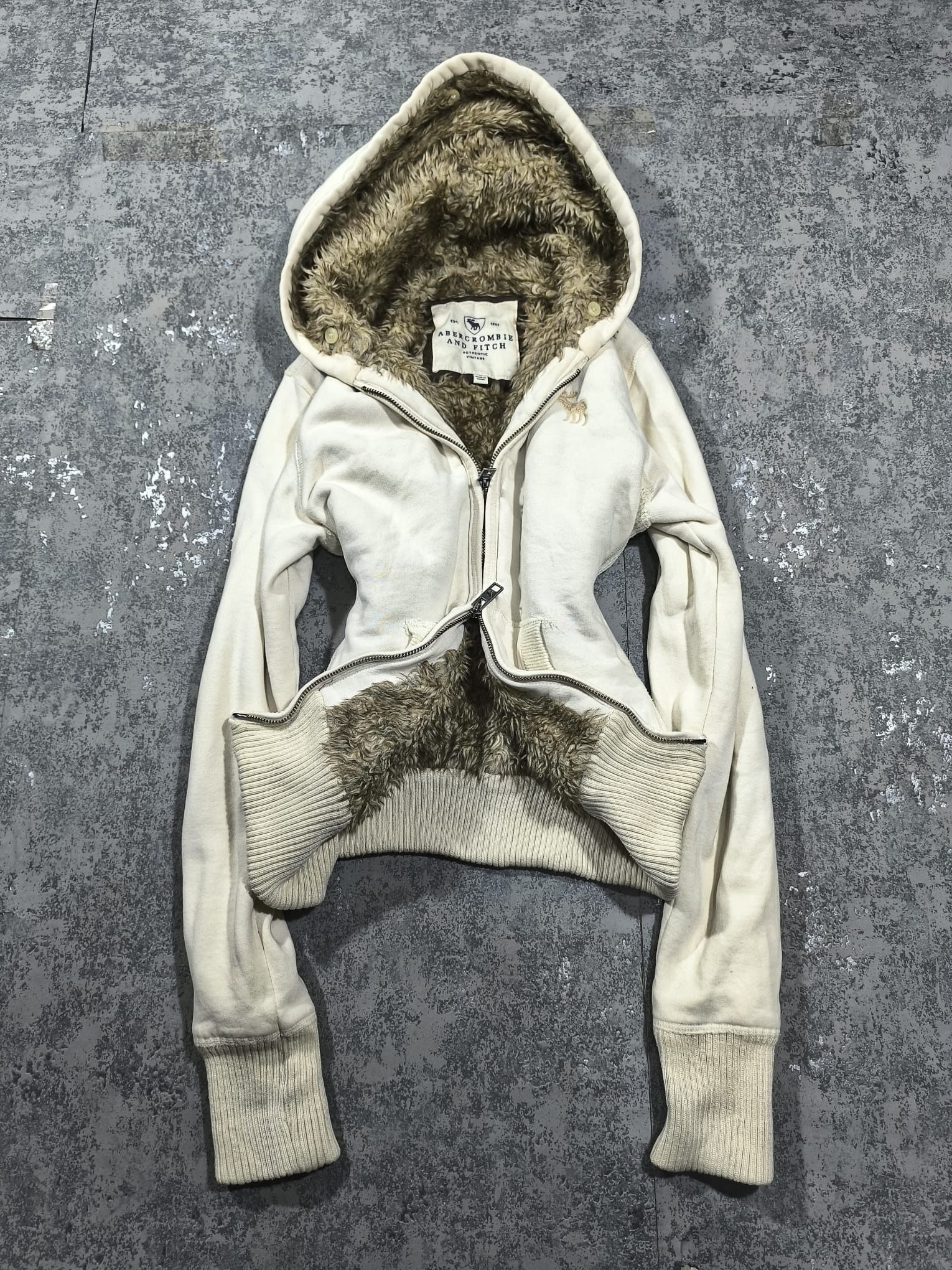 トップス 00s Abercrombie&Fitch Fur Hoodie S size Abercrombie & Fitch 00s Vtg Fur Hoodie