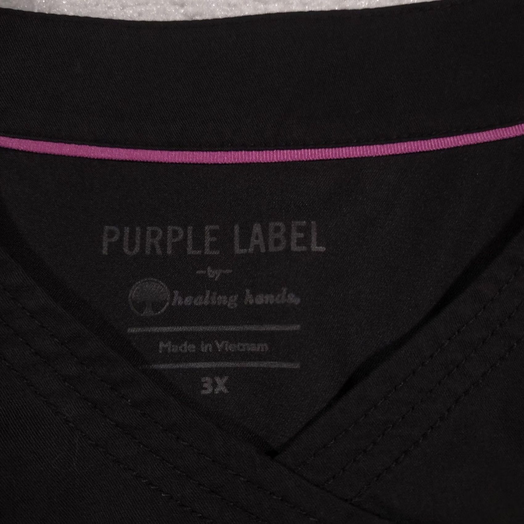 Vintage Healing Hands Purple Label Scrub Top Womens 3X Black V-Neck Nursing Medical Shirt Short Sleeve Tunic with Pockets Womens Mens, Womens Size XXL / US 16-18 / IT 52-54 - 6 Thumbnail