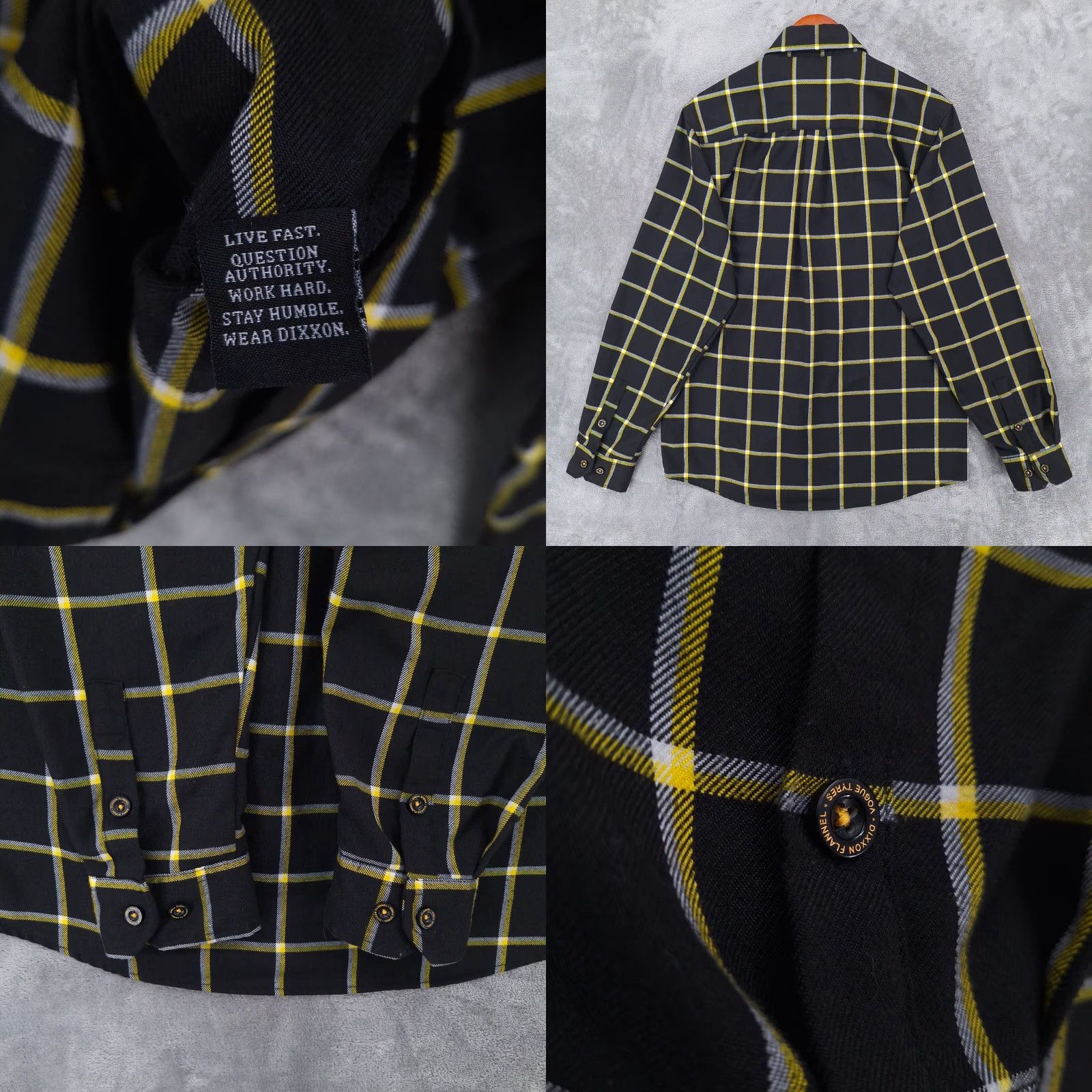 Vogue Dixxon Shirt Mens M Black Plaid Flannel Button-Up Long Sleeve Vogue Tyres Size US M / EU 48-50 / 2 - 8 Thumbnail