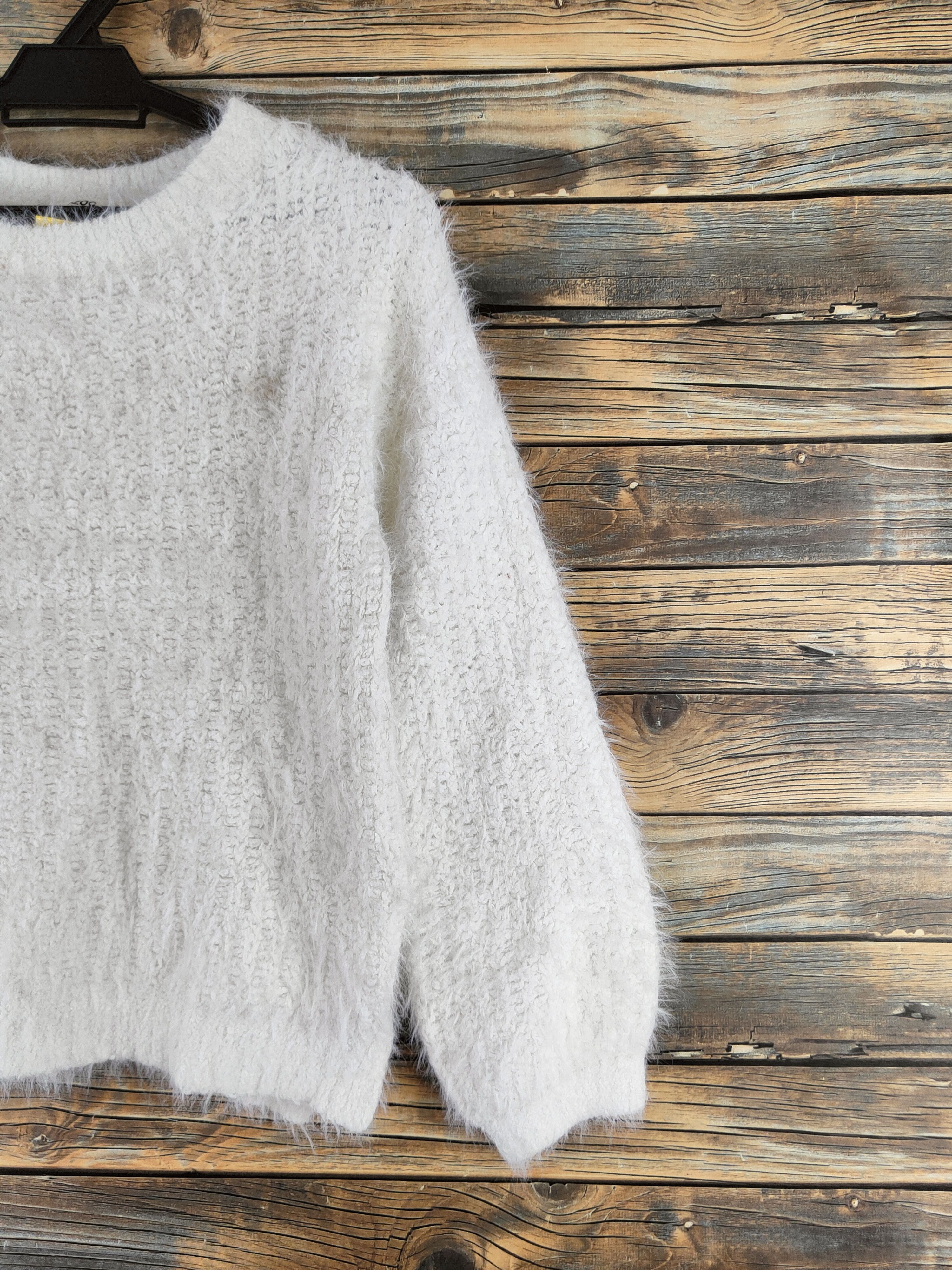 Japanese Brand DL Ozoc White Fur Mohair Knitwear #46-550 Size XS / US 0-2 / IT 36-38 - 5 Thumbnail