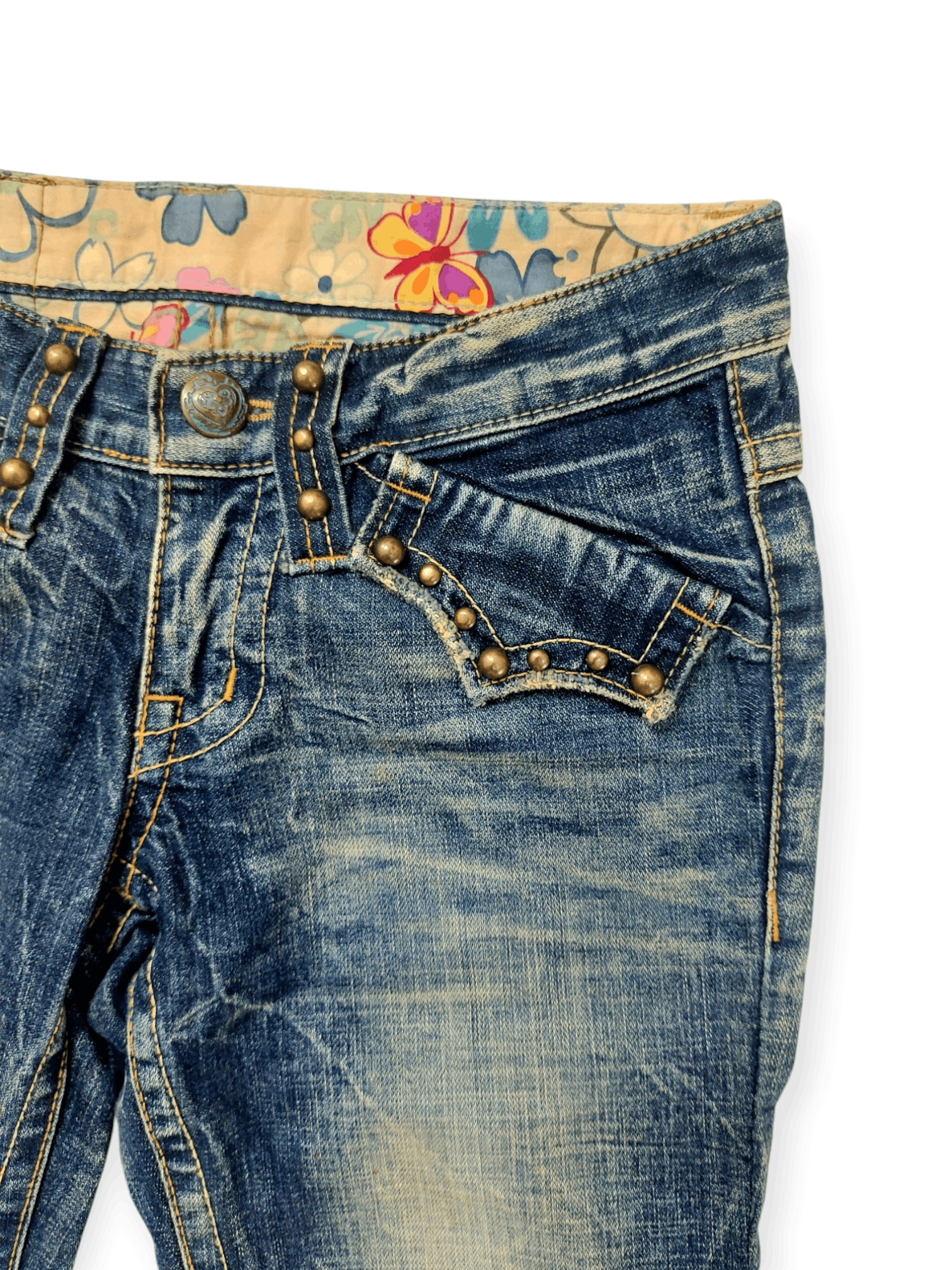 Vintage Flare 73 Seventy Threes Studded Punk Denim Size 26" / US 2 / IT 38 - 6 Thumbnail