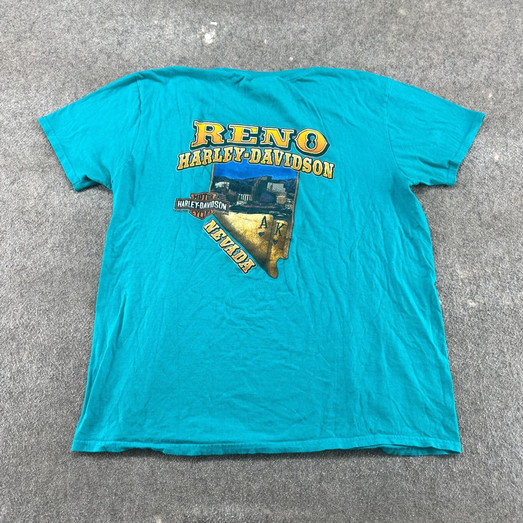 Harley Davidson VINTAGE Harley-Davidson Shirt Mens XL Blue Crew Neck Reno Nevada Spellout Short Sleeve Size US XL / EU 56 / 4 - 4 Thumbnail