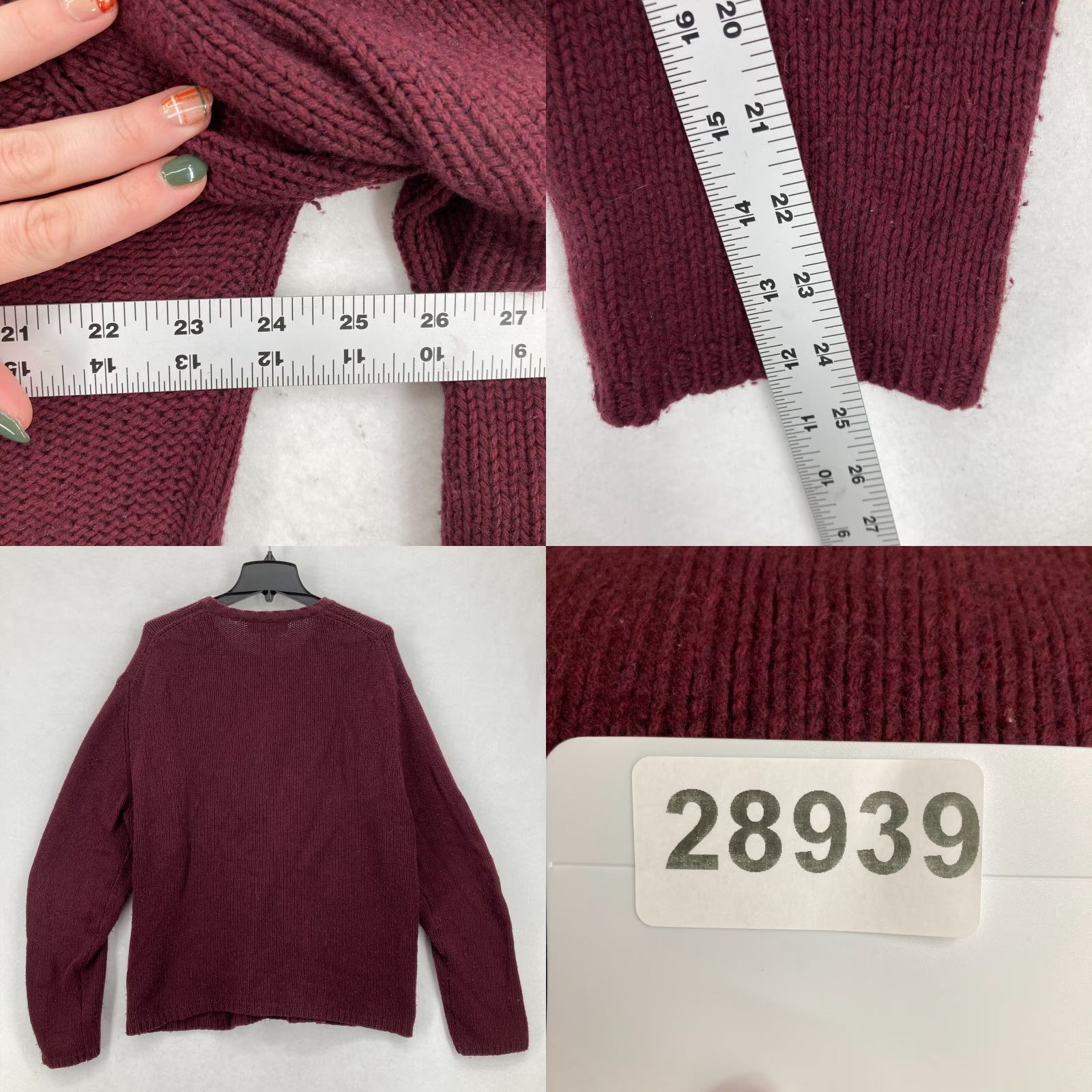 Banana Republic Banana Republic Women's XL Burgundy Cable Knit Sweater Wool Cashmere Vintage sweater Size XL / US 12-14 / IT 48-50 - 8 Thumbnail