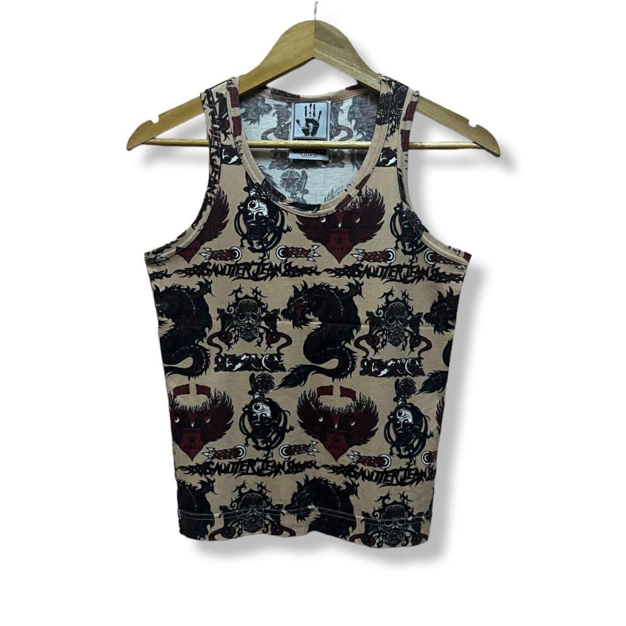 image of Archival Clothing x Jean Paul Gaultier Vintage Jean Paul Gaultier Tattoo Sleeveless Tank Top in Bei