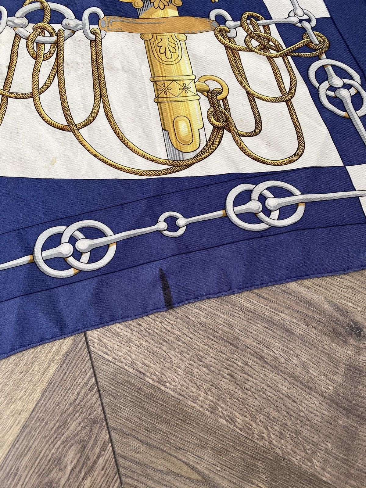 Hermes Vintage HERMES Carre 90 Cliquetis Scarf Blue Size ONE SIZE - 7 Thumbnail
