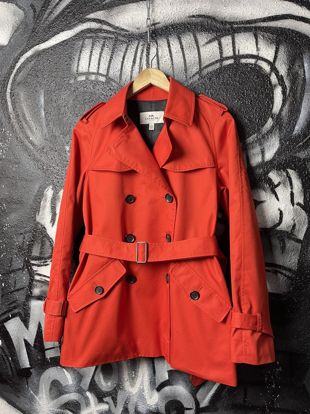 Coach Coach New York Red Orange Short Length Trench Coat Woman’s Size S / US 4 / IT 40 - 1 Thumbnail