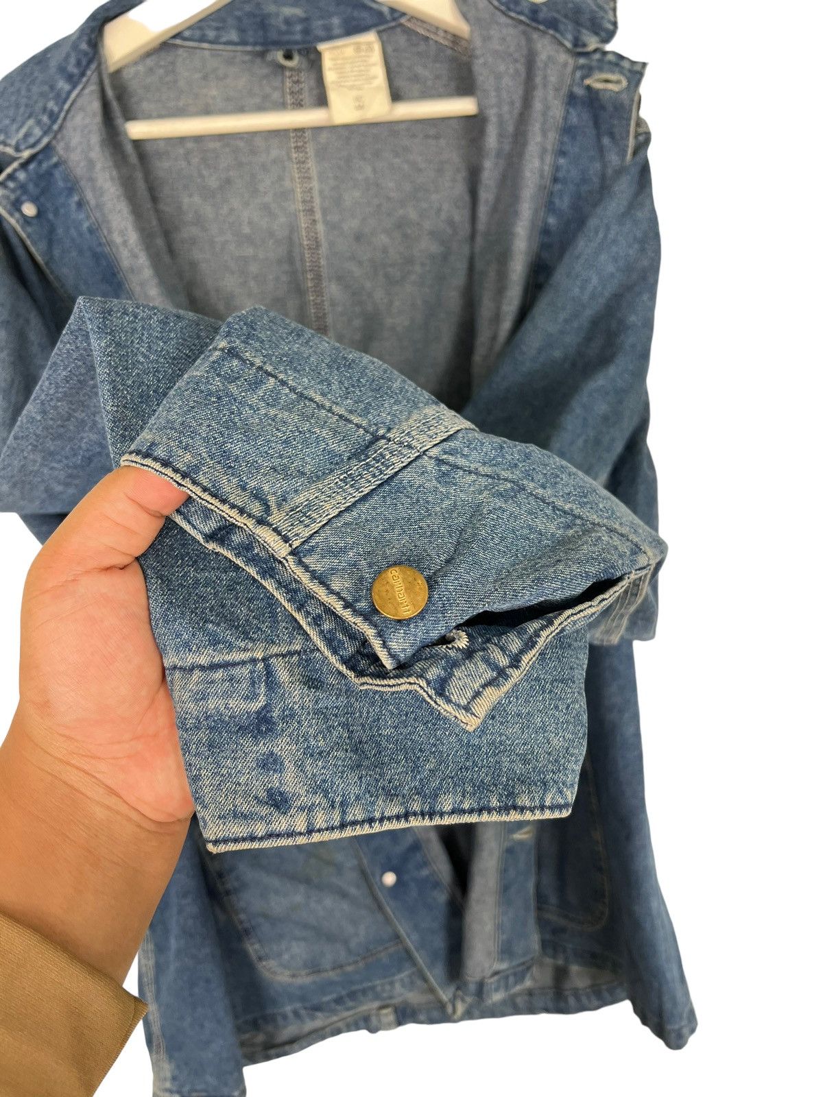 Carhartt 💥 VINTAGE CARHARTT DENIM CHORE JACKET MADE IN USA Size US L / EU 52-54 / 3 - 9 Thumbnail