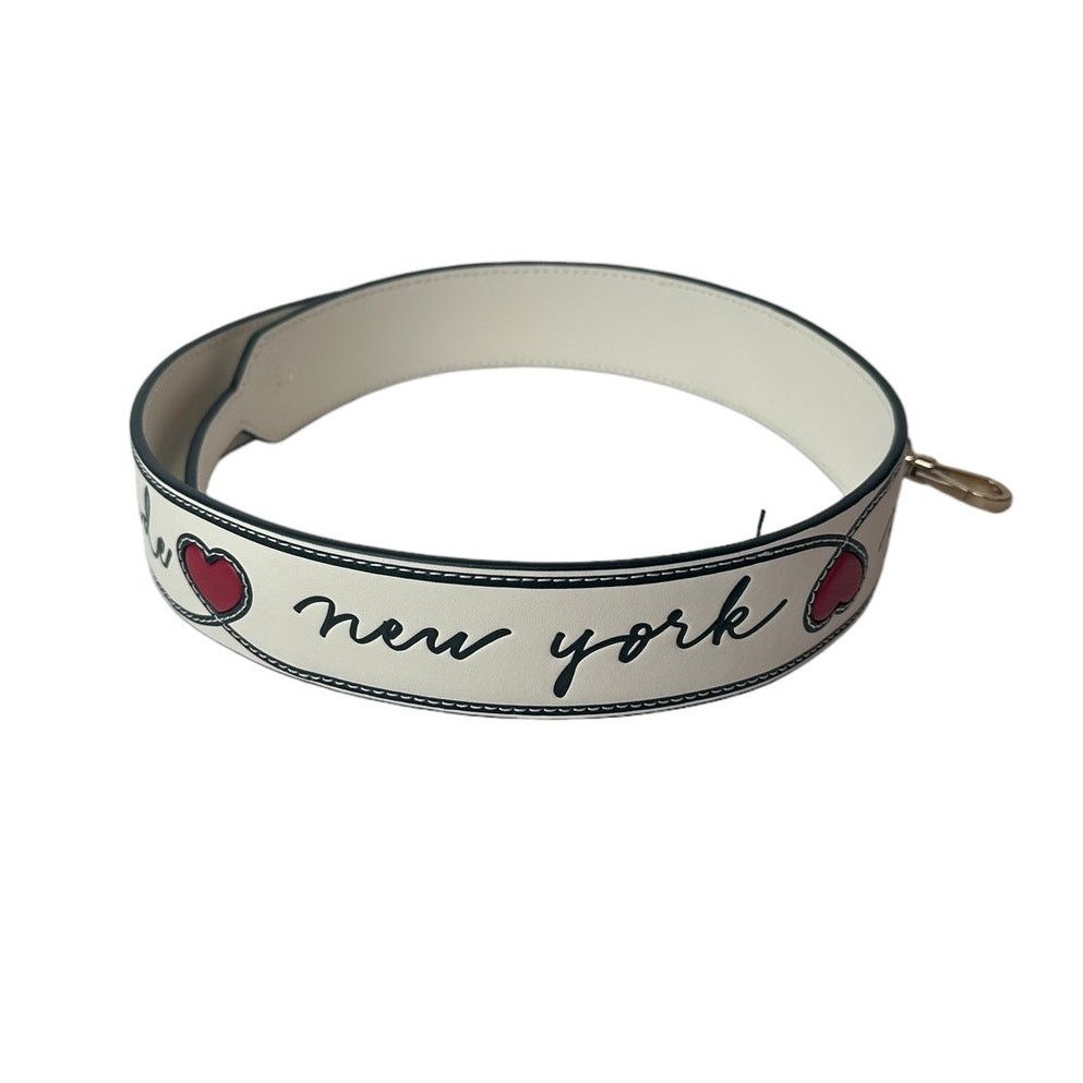 Kate Spade Kate Spade Script Logo Heart Leather Bag Strap in Meringue Size ONE SIZE - 7 Thumbnail