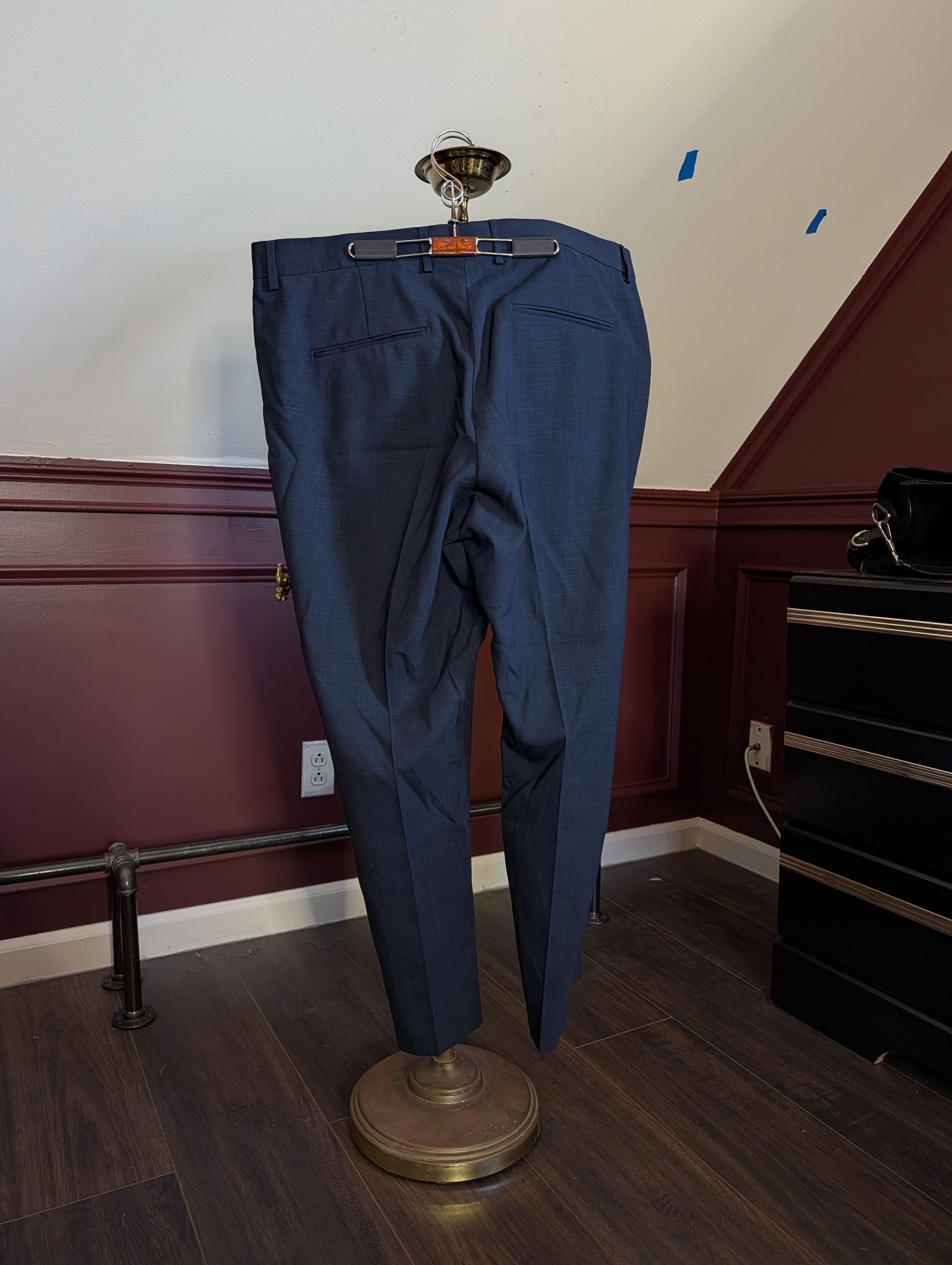 Tiger of Sweden Textured navy wool linen recycled pleated pants like new Size US 38 / EU 54 - 7 Thumbnail