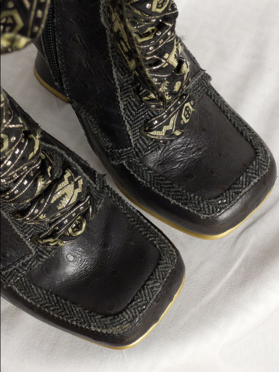 Vintage RARE Irregular Choice Victorian lace-up boots in dark purple Size US 7 / IT 37 - 8 Thumbnail