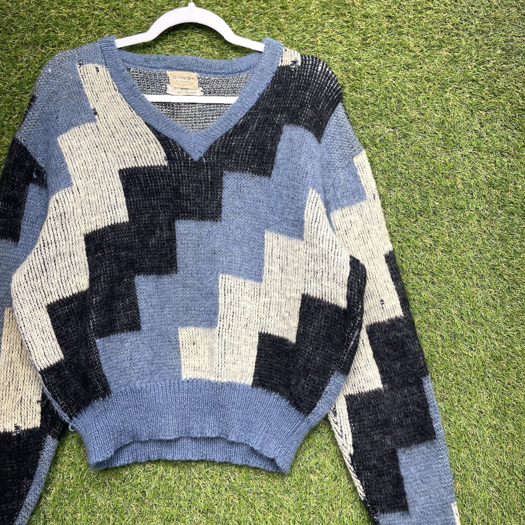 Coogi Vintage 80s Mohair Sweater Womens Medium Cropped Coogi Geometric 90s Wool Knit Size M / US 6-8 / IT 42-44 - 2 Thumbnail