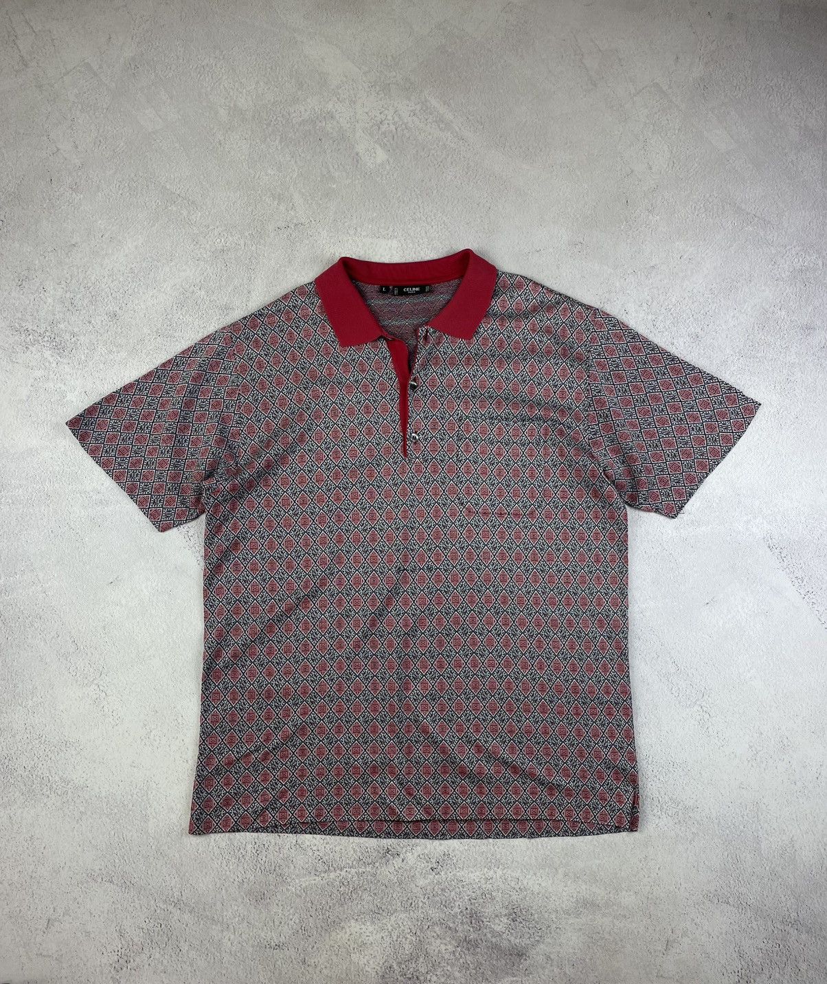 Celine Celine Paris Men’s Polo Shirt Size L Red Geometric Pattern Size US L / EU 52-54 / 3 - 1 Thumbnail
