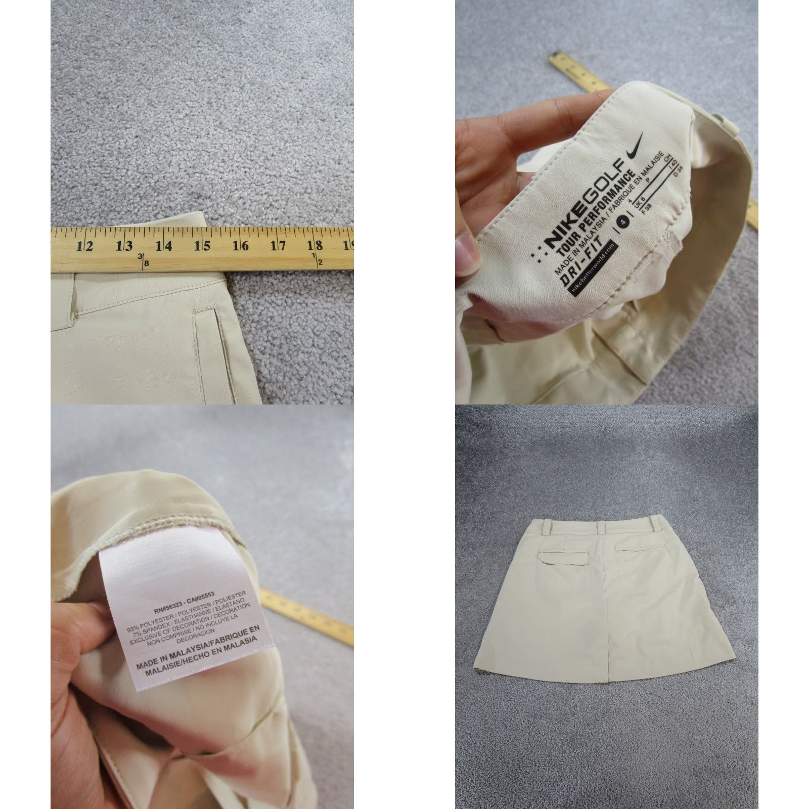Nike VINTAGE Nike Golf Skort Womens 4 Tour Performance Dri Fit Beige Read Size 27" / US 4 / IT 40 - 8 Thumbnail