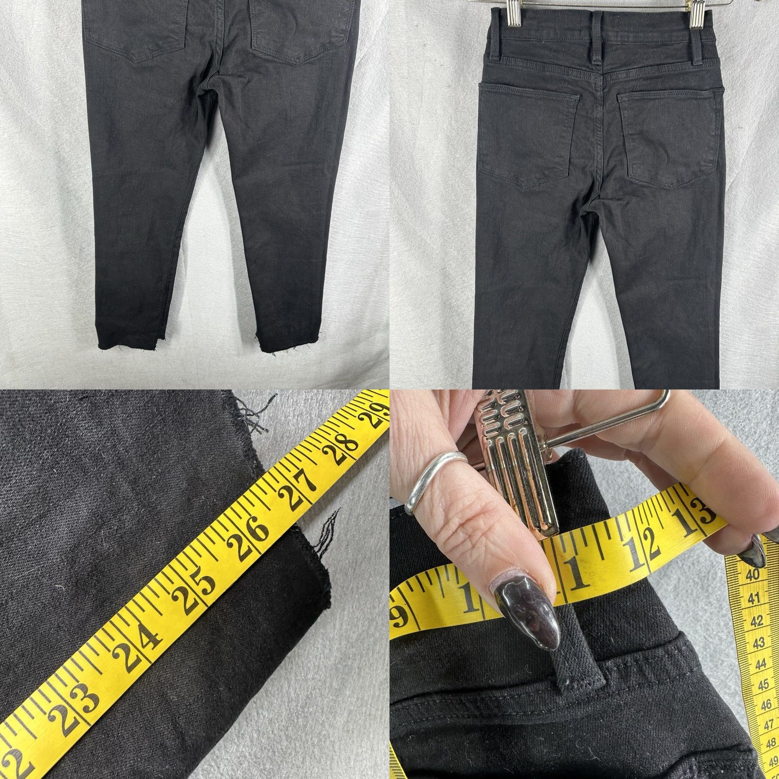 Frame FRAME Womens Jeans Straight Fit 24 Black Denim Grunge High Waist Raw Hem Spring Summer Fall Winter Size 42" / US 20 - 8 Thumbnail