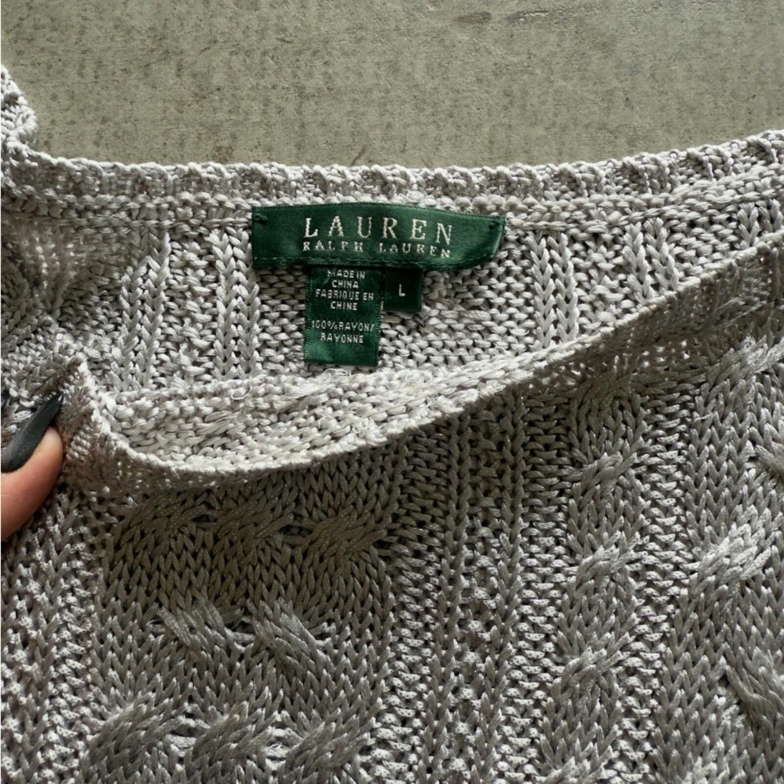 Lauren Ralph Lauren Lauren Ralph Lauren / Metallic Cable Knit Sweater / Silver Size L / US 10 / IT 46 - 6 Thumbnail